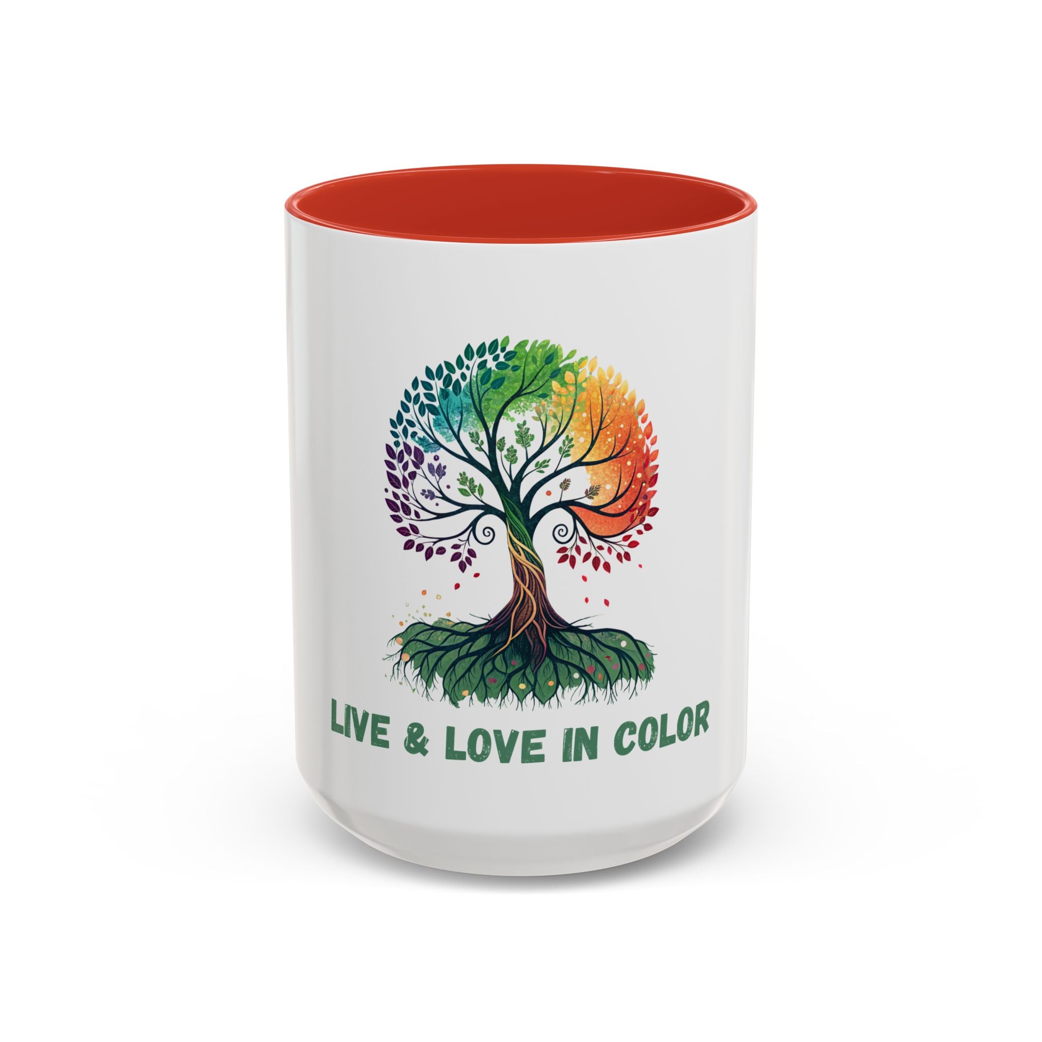Live & Love in Color Accent Coffee Mug — Rainbow Tree Art 11/15oz