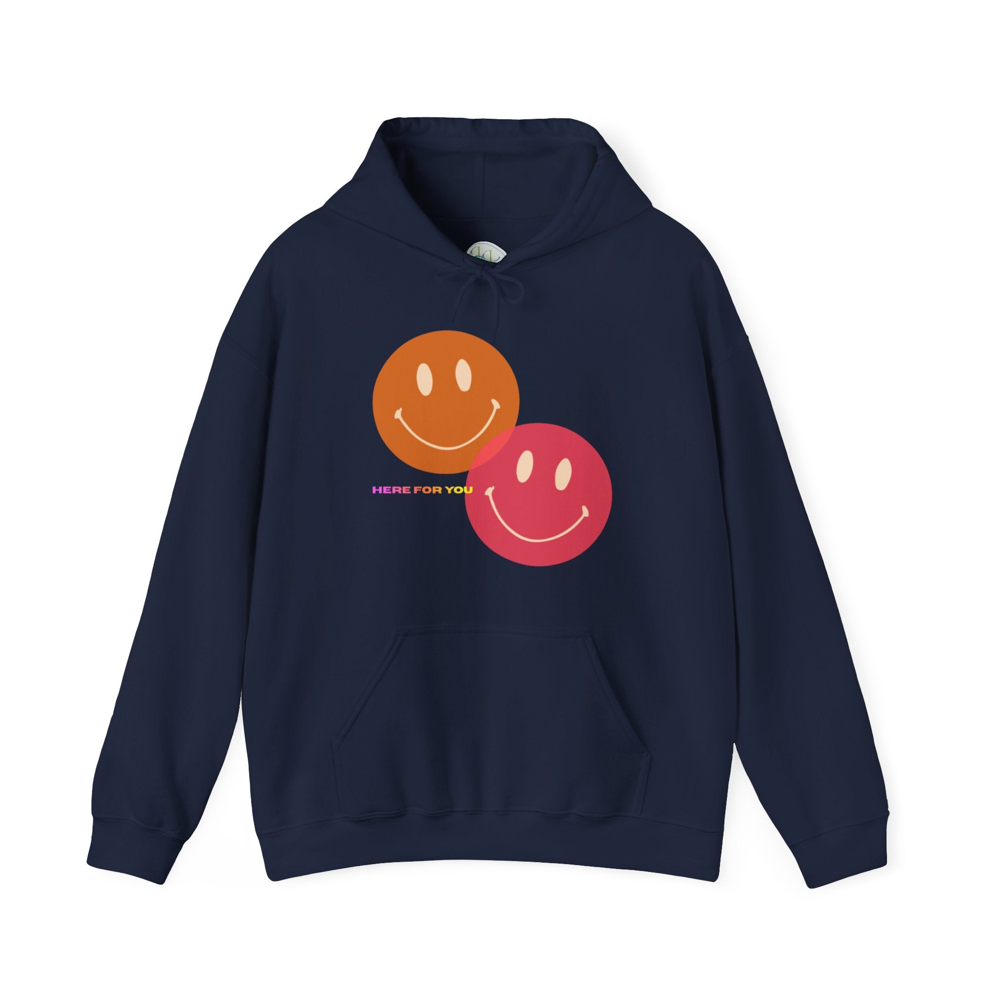 Smiley Duo Hoodie — Pastel Pink & Peach Smiles Graphic Sweatshirt