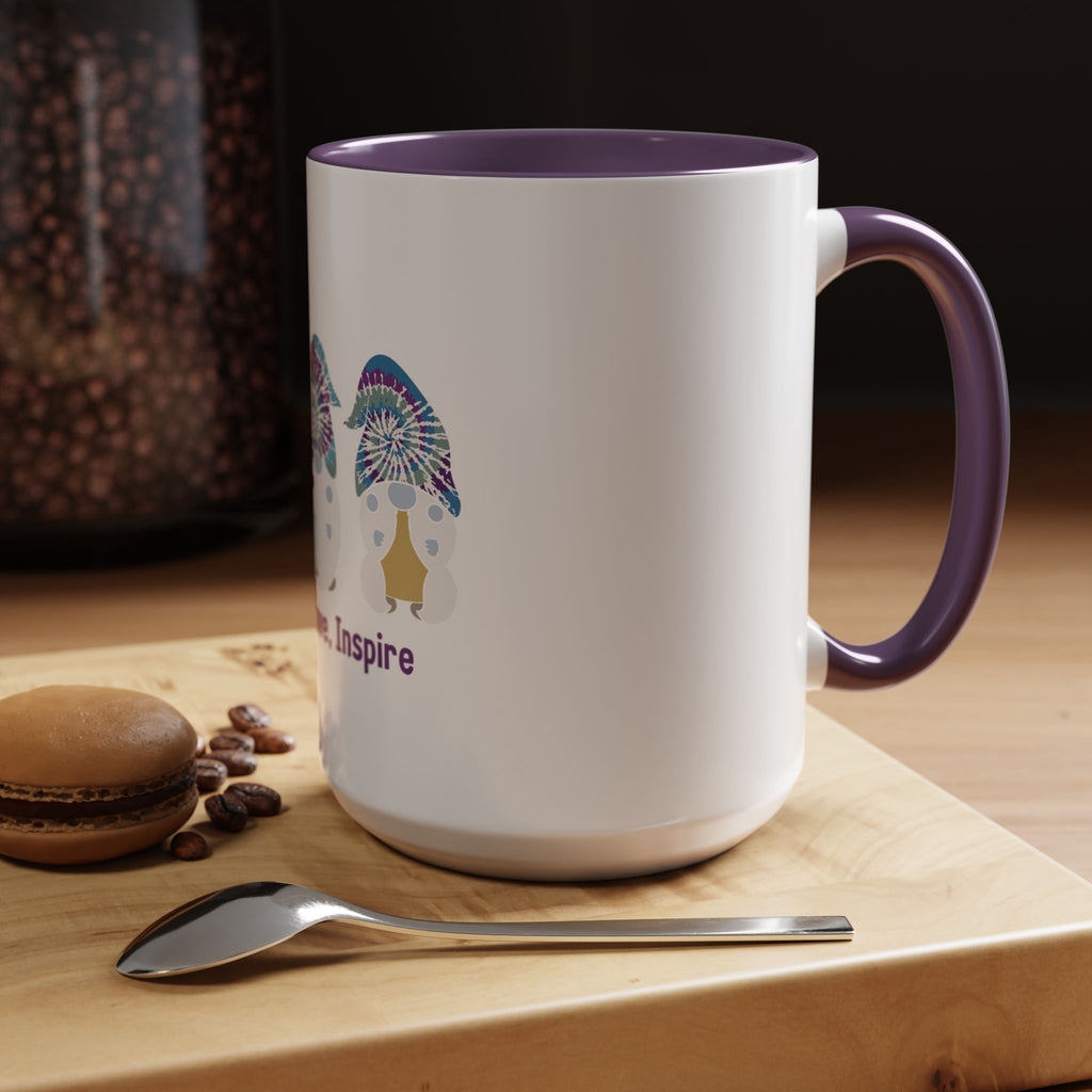 Coffee Mug - "Create, Love, Inspire" Tie-Dye Mushroom Art Accent Mug (11/15oz)