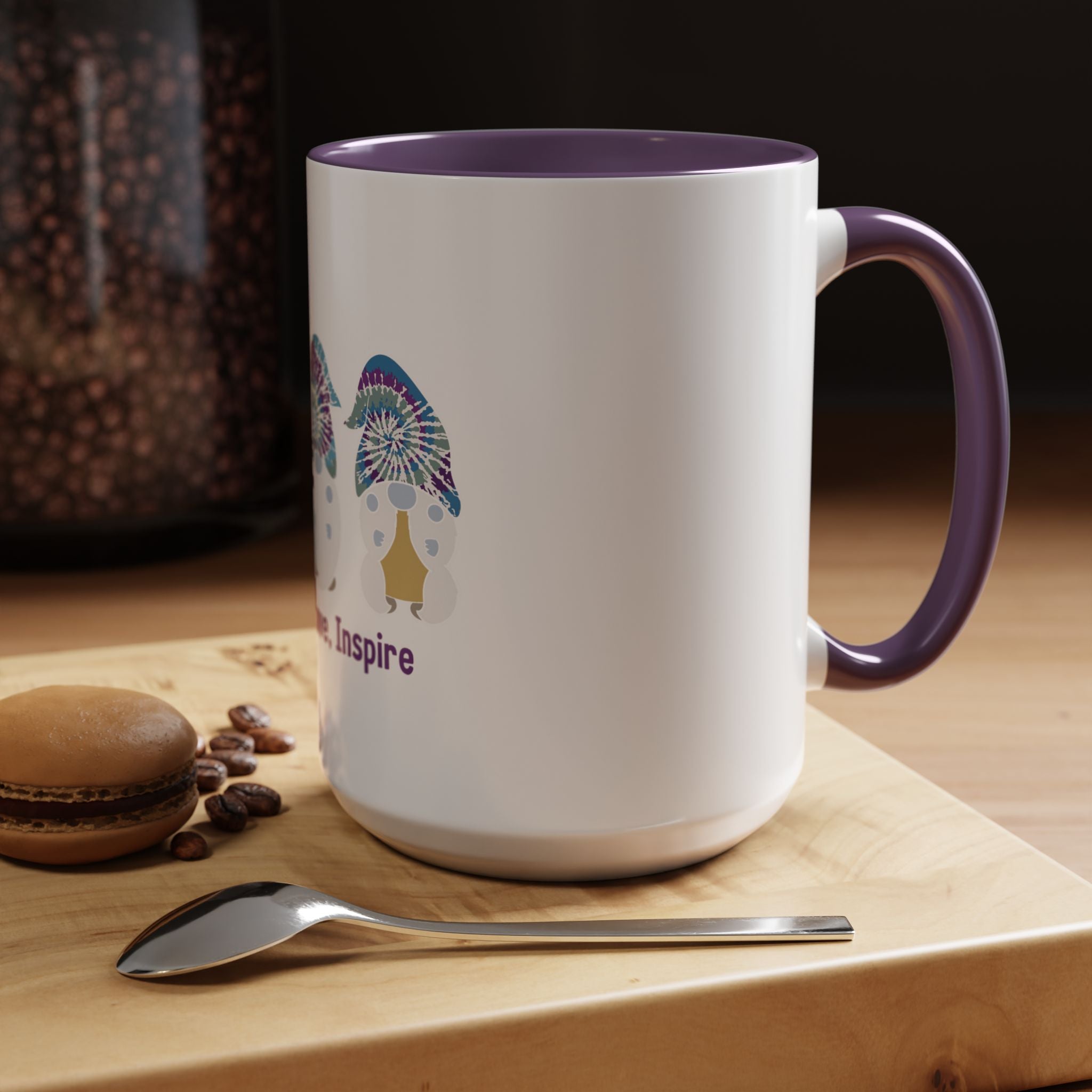 Coffee Mug - "Create, Love, Inspire" Tie-Dye Mushroom Art Accent Mug (11/15oz)