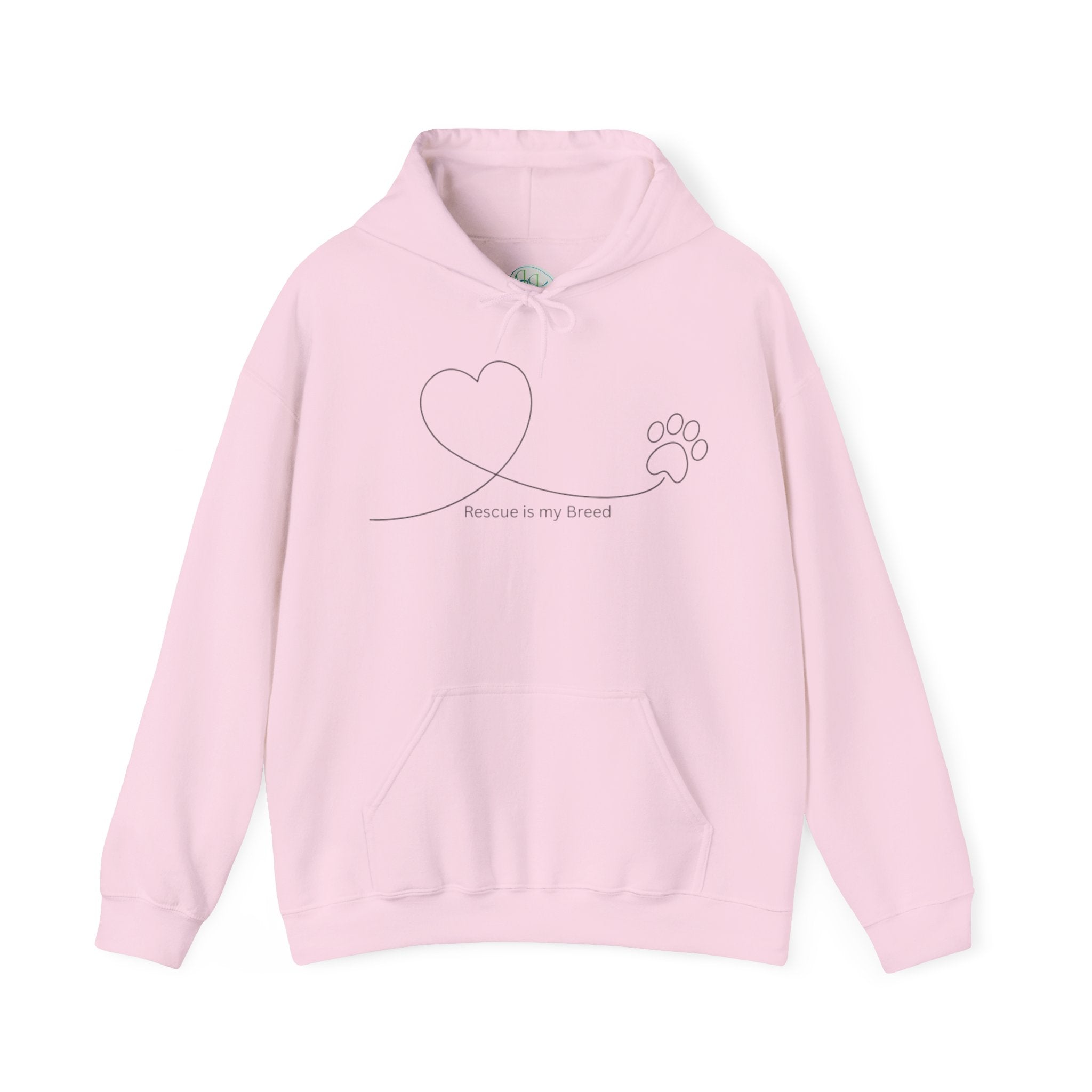 "Rescue is my Breed" Heart & Paw Line Art Hoodie