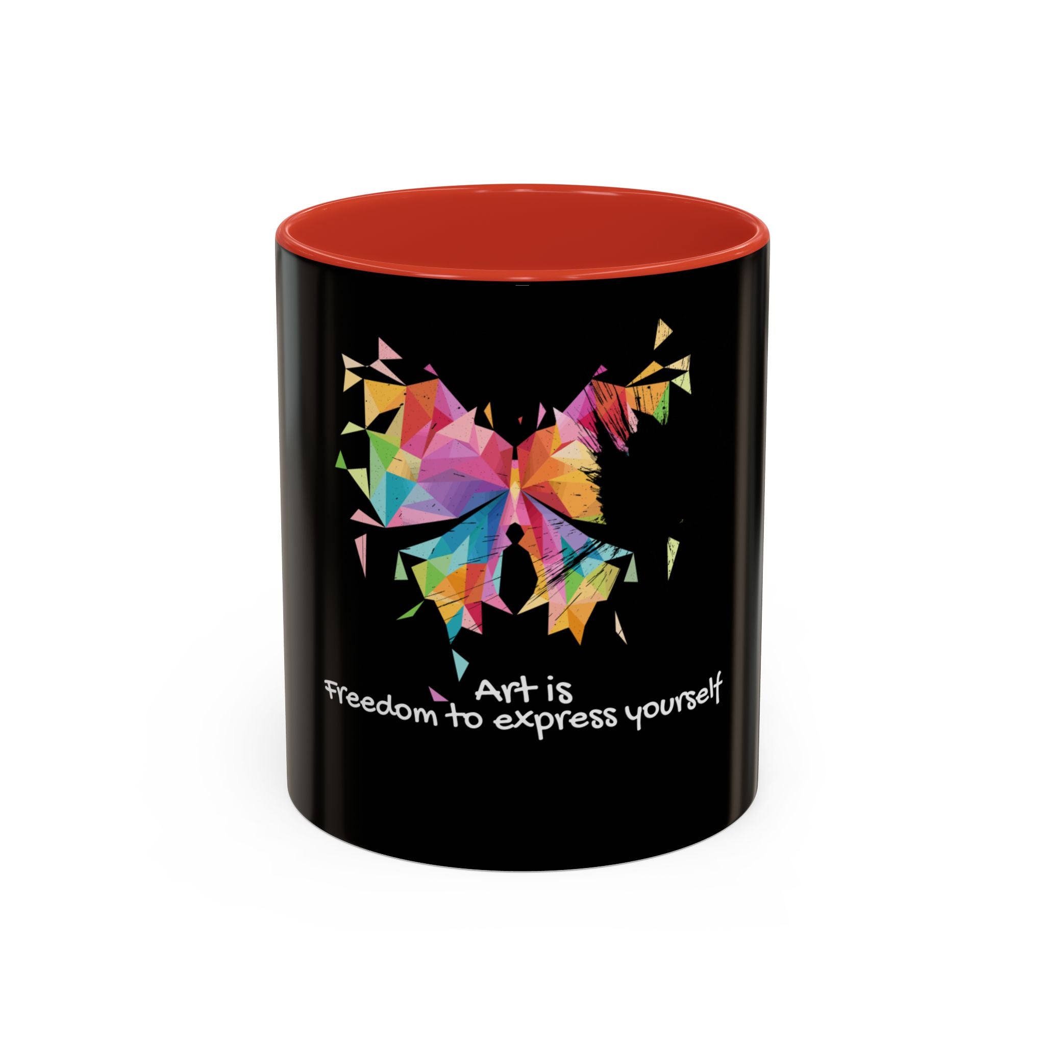 Art Is Freedom Coffee Mug — Colorful Butterfly Design (11/15oz)
