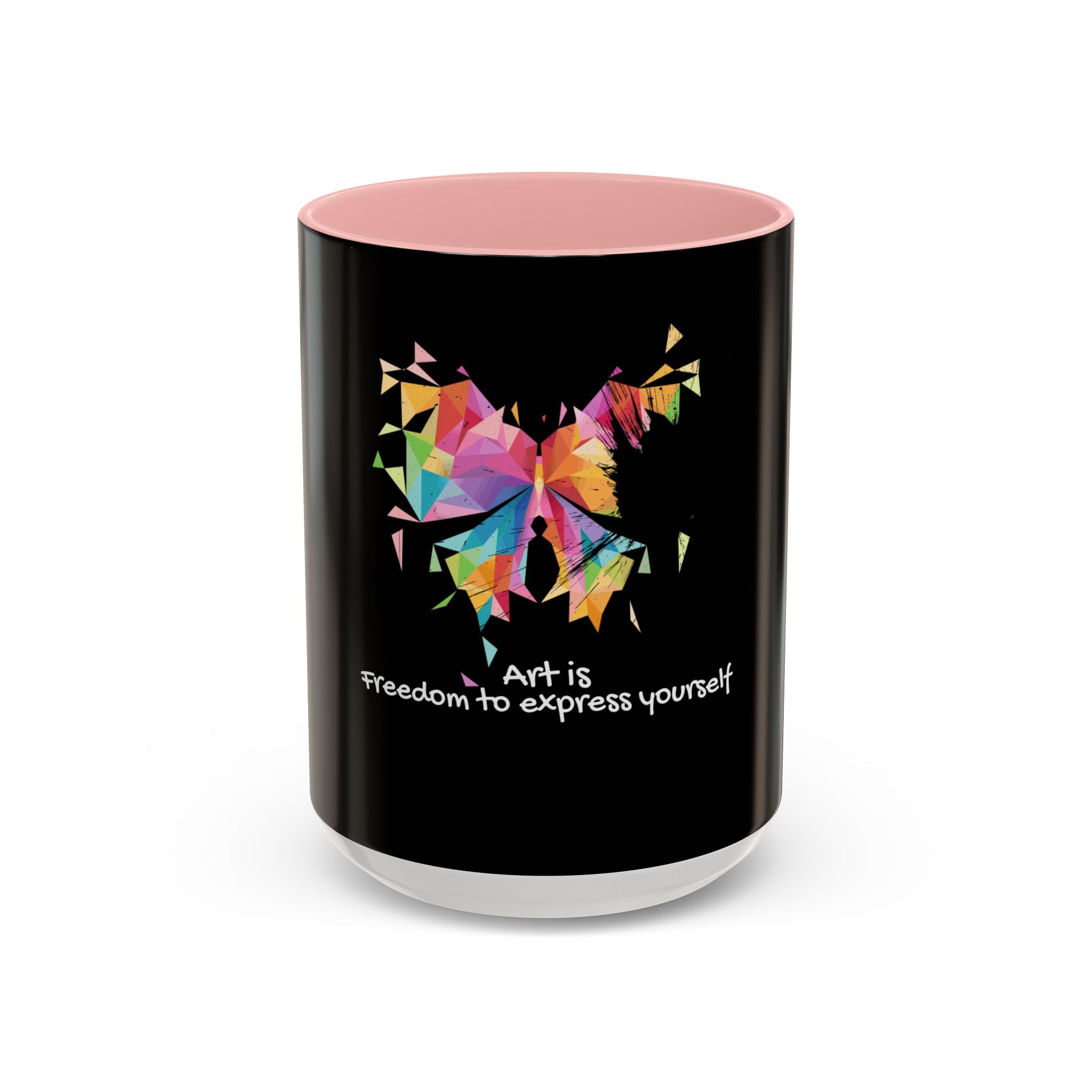 Art Is Freedom Coffee Mug — Colorful Butterfly Design (11/15oz)