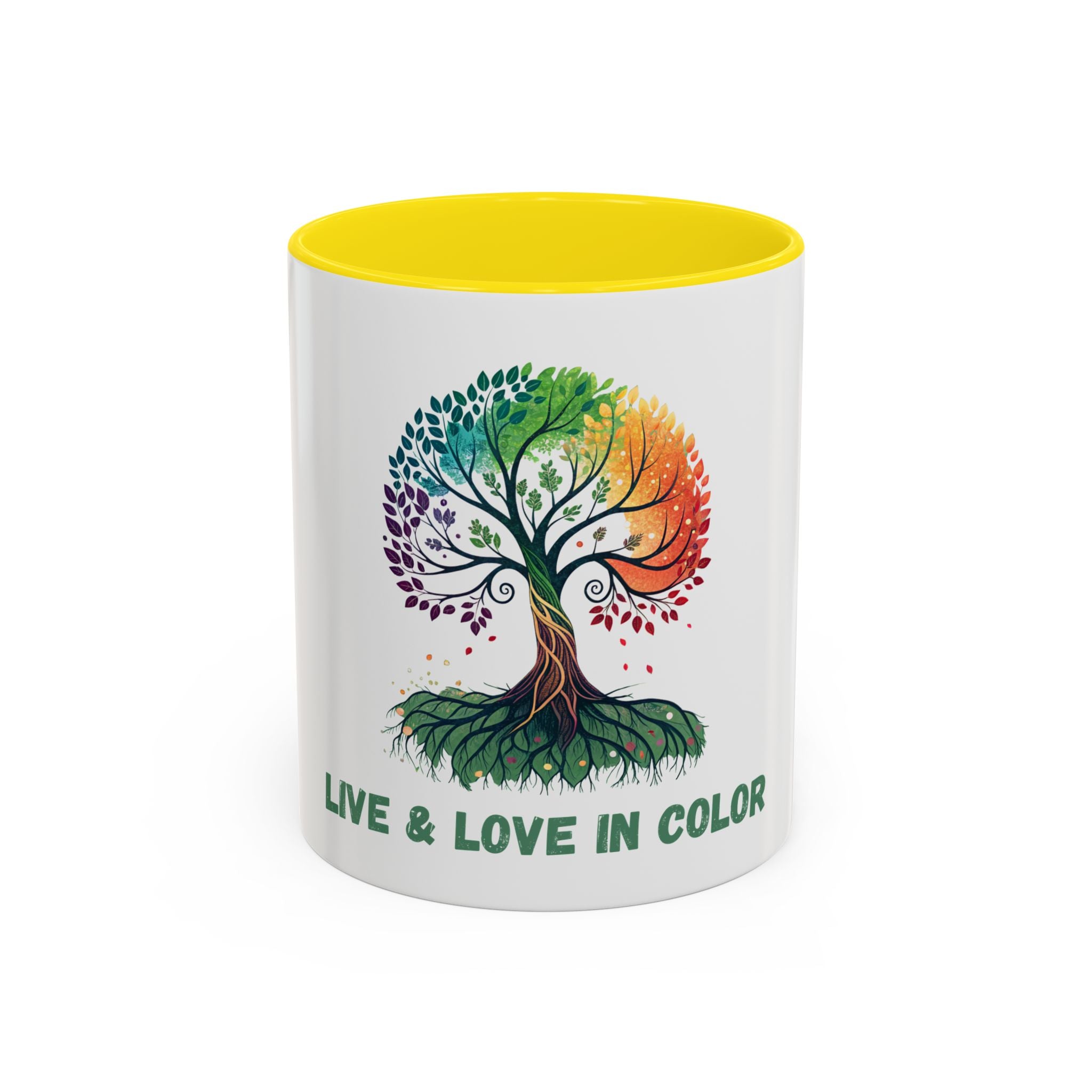 Live & Love in Color Accent Coffee Mug — Rainbow Tree Art 11/15oz