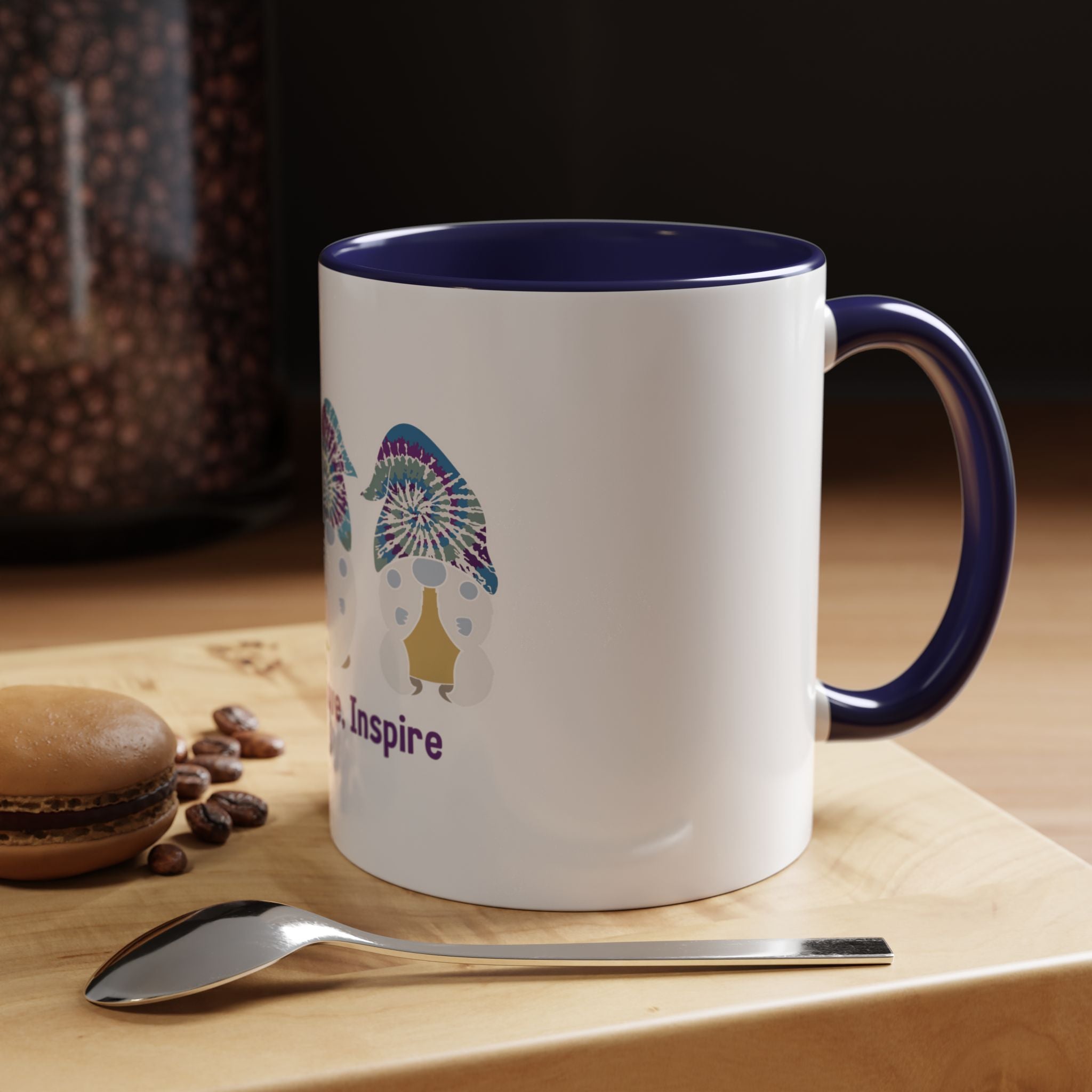 Coffee Mug - "Create, Love, Inspire" Tie-Dye Mushroom Art Accent Mug (11/15oz)