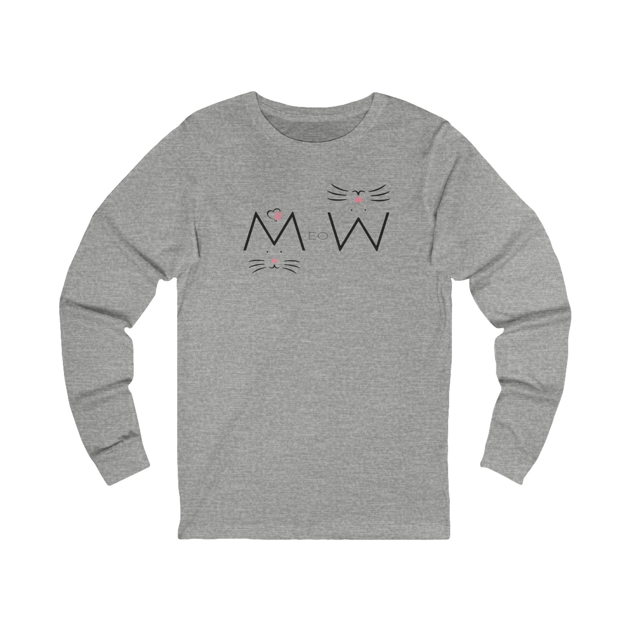 MeoW Cat Long Sleeve Tee — Cute "Meow" Kitty Face Shirt