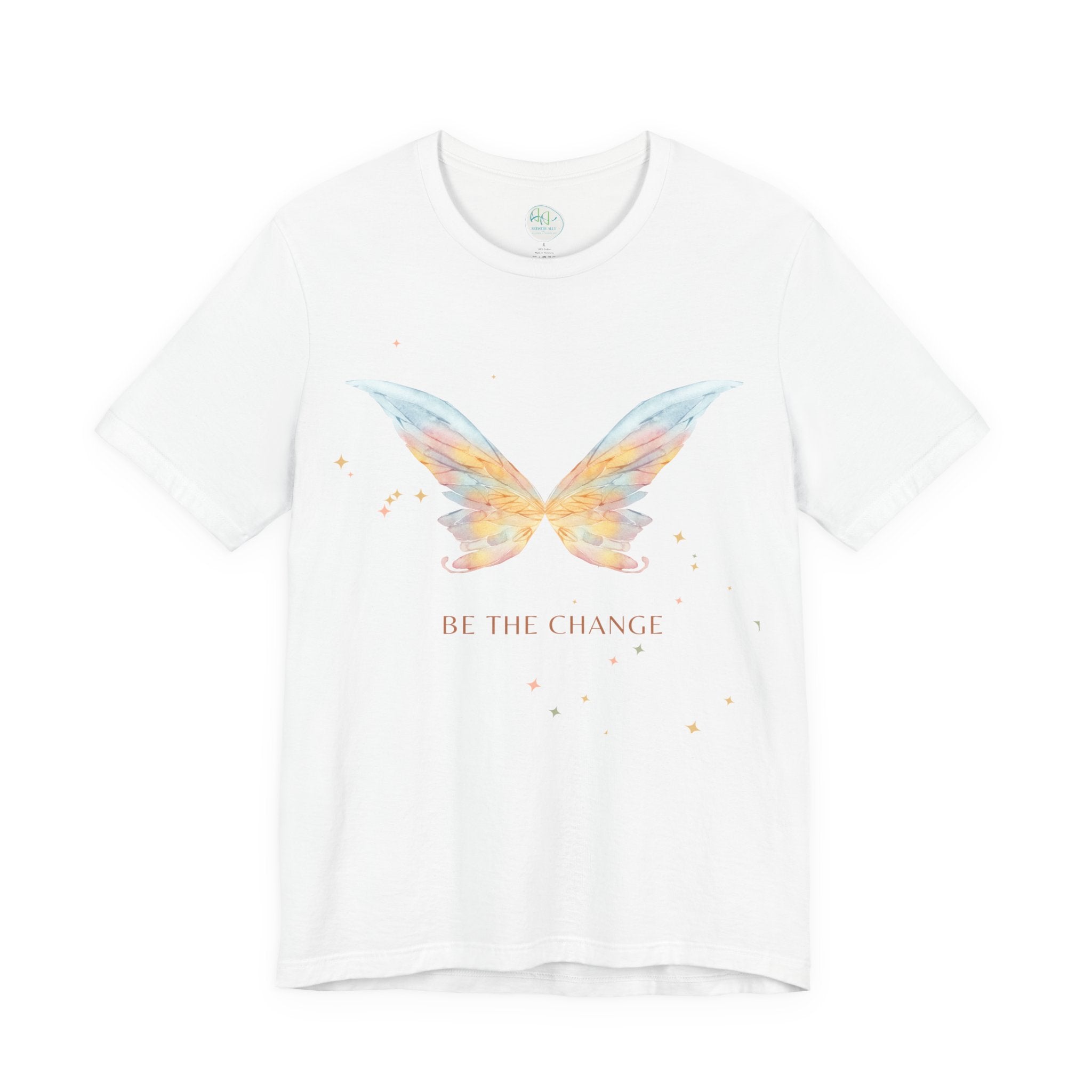 Butterfly Wings Tee — "Be The Change" Inspirational Graphic T-Shirt