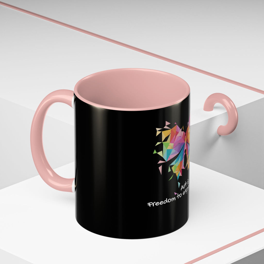 Art Is Freedom Coffee Mug — Colorful Butterfly Design (11/15oz)