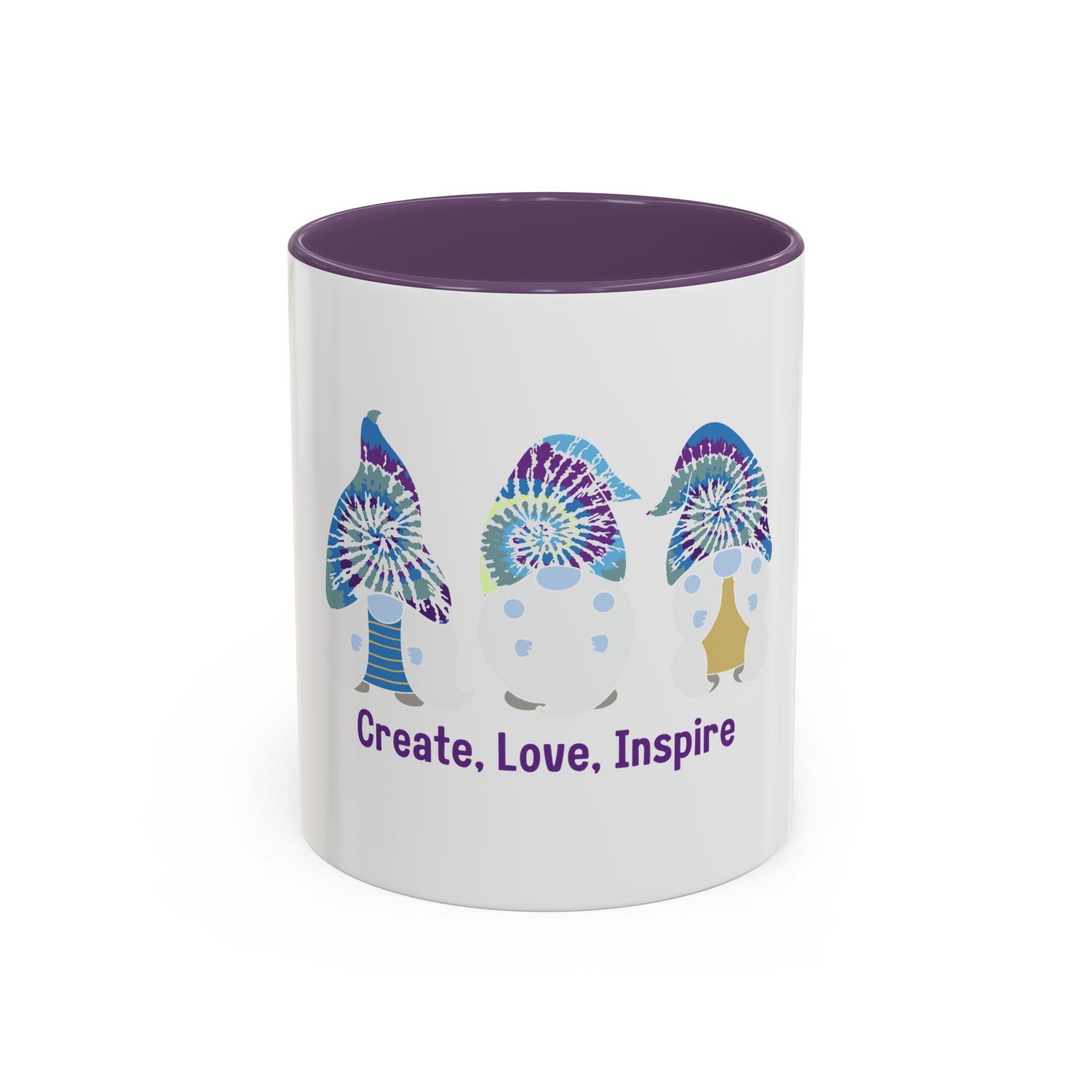 Coffee Mug - "Create, Love, Inspire" Tie-Dye Mushroom Art Accent Mug (11/15oz)