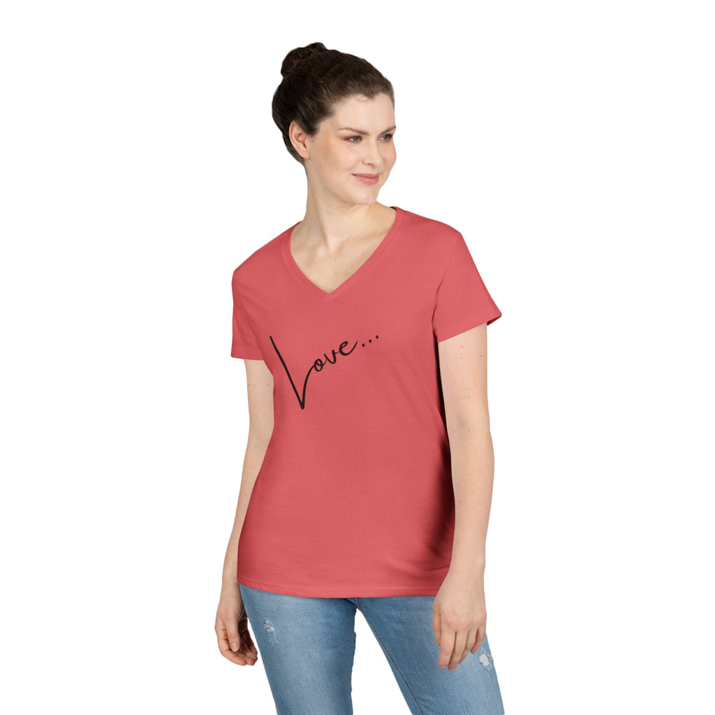 Love Script V-Neck Tee