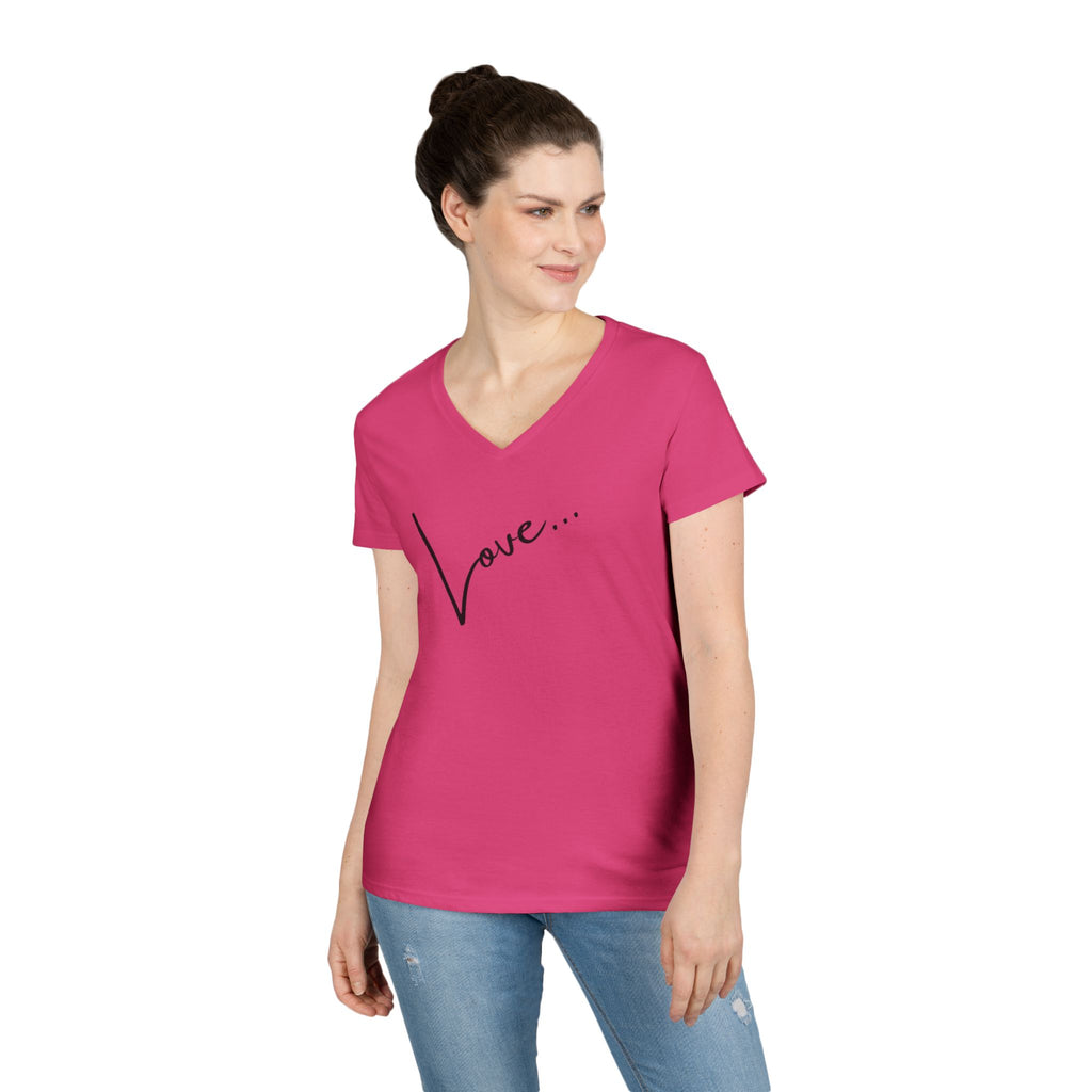 Love Script V-Neck Tee