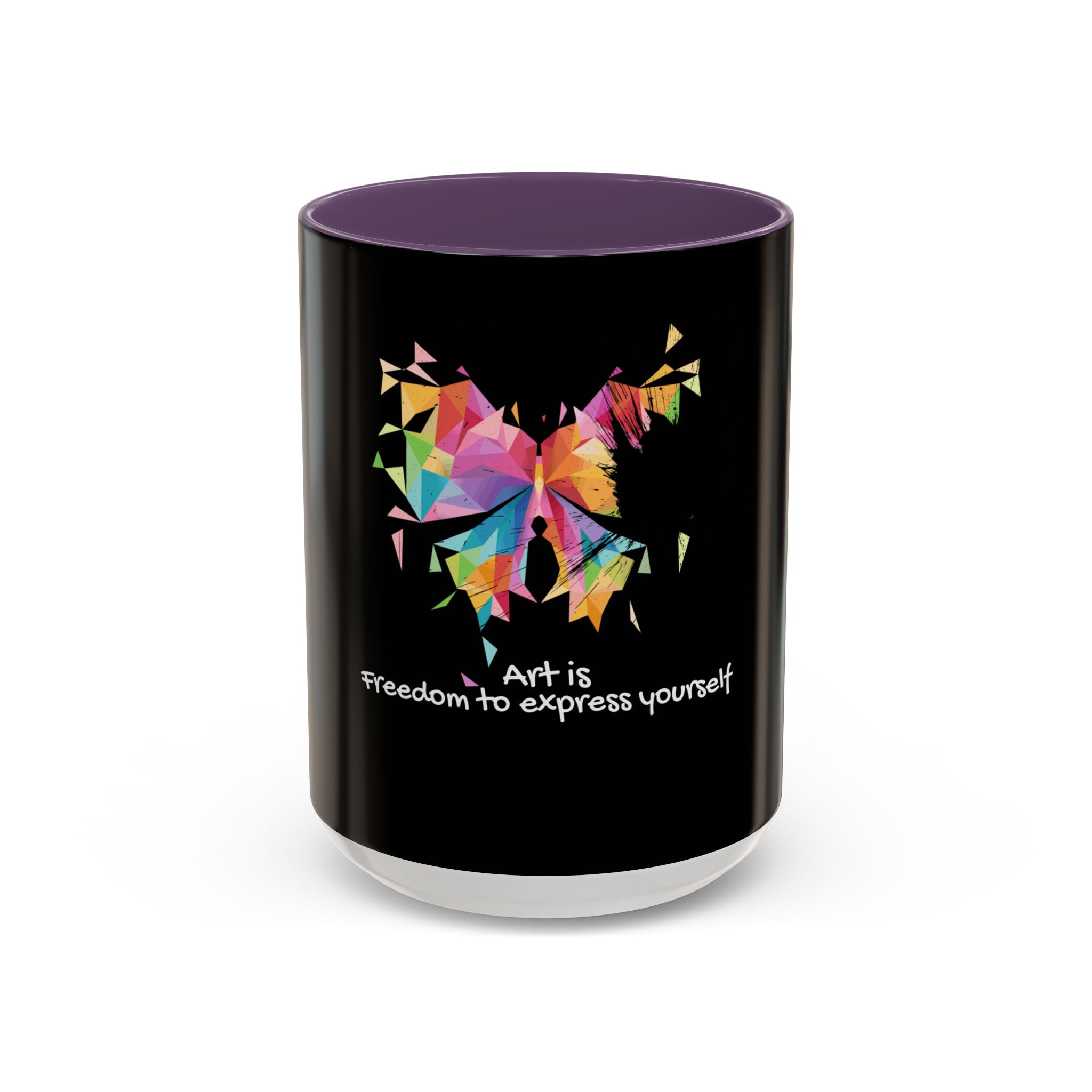 Art Is Freedom Coffee Mug — Colorful Butterfly Design (11/15oz)