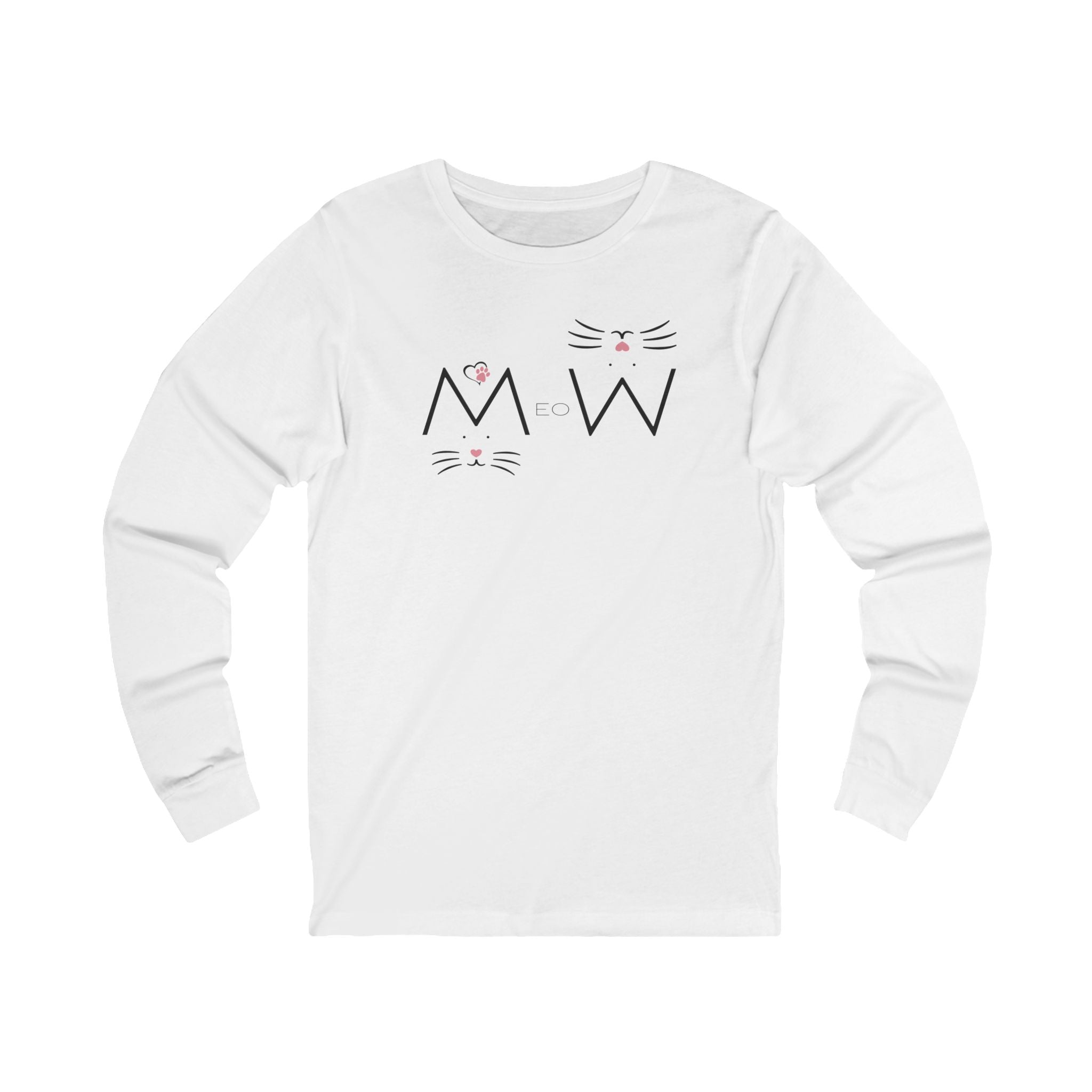 MeoW Cat Long Sleeve Tee — Cute "Meow" Kitty Face Shirt