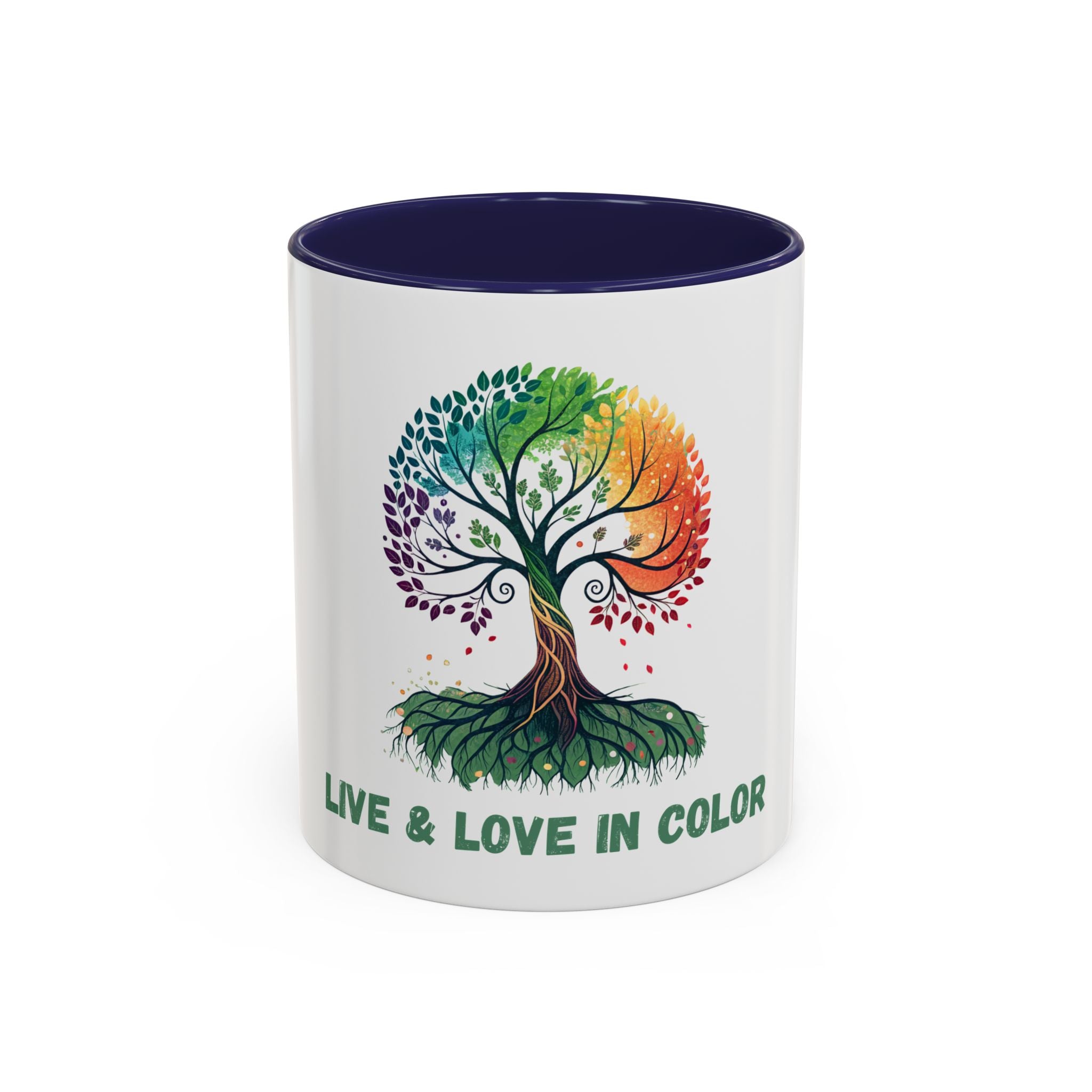 Live & Love in Color Accent Coffee Mug — Rainbow Tree Art 11/15oz