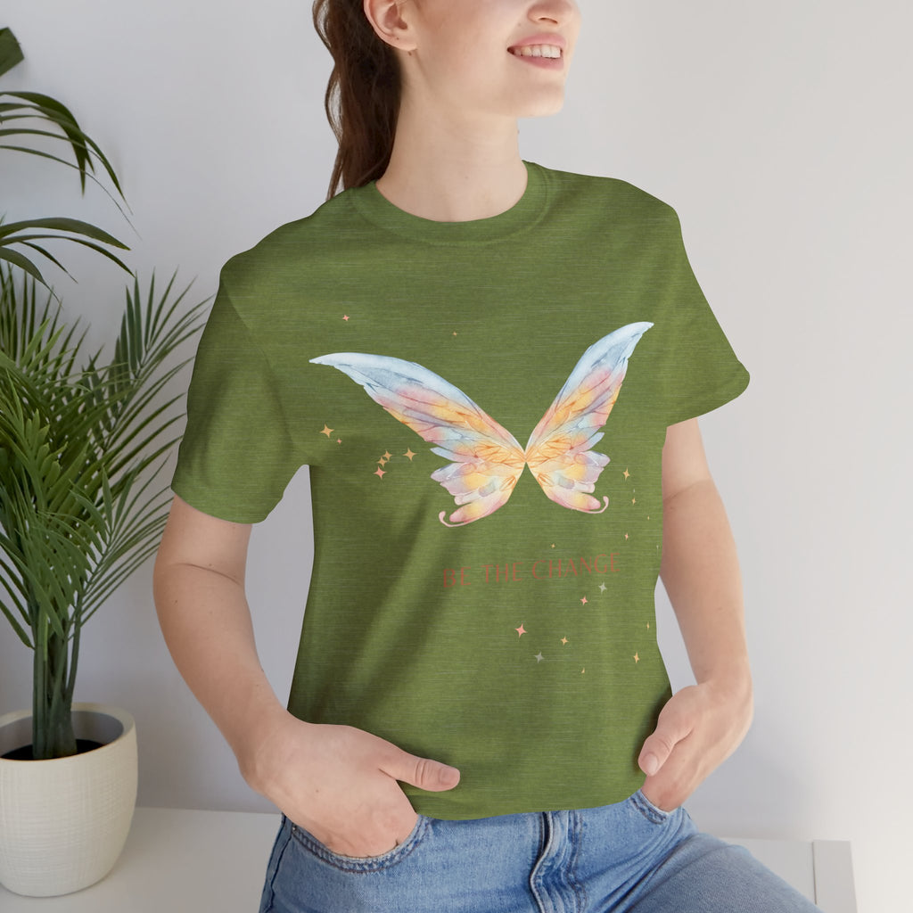 Butterfly Wings Tee — "Be The Change" Inspirational Graphic T-Shirt