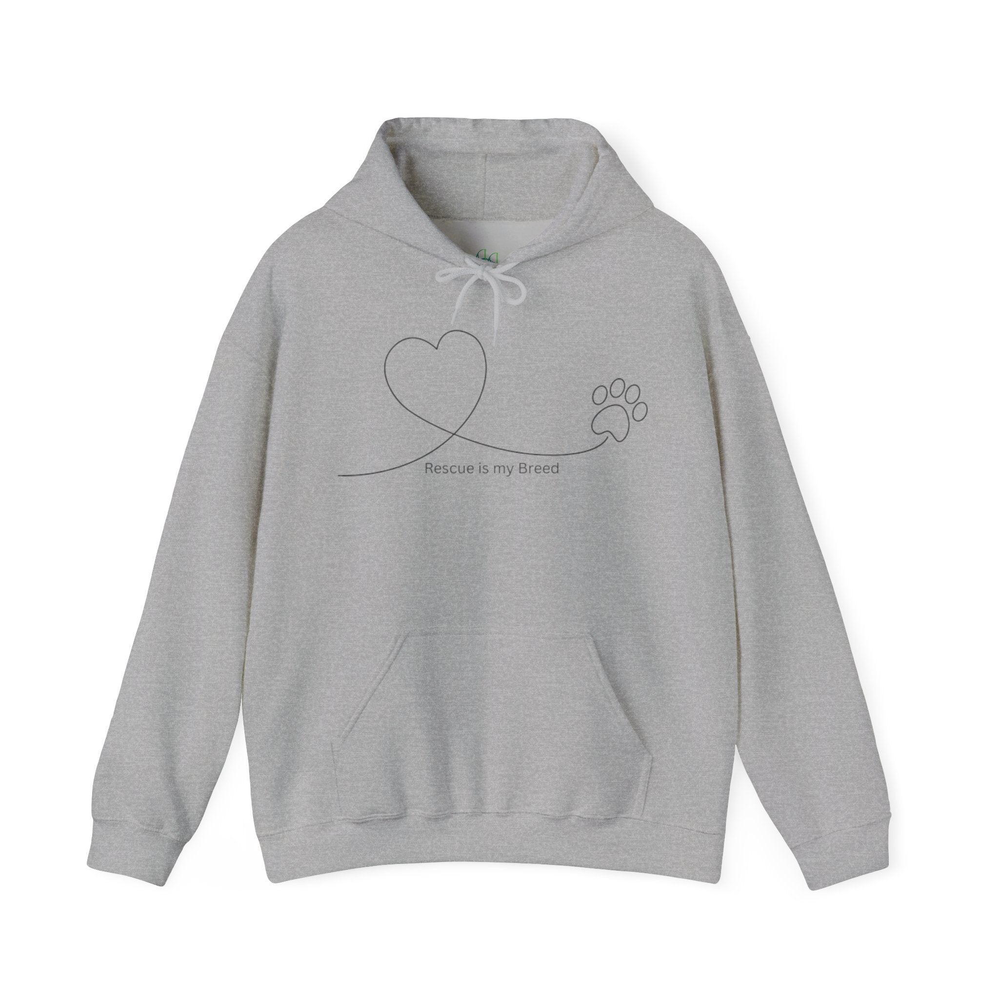 "Rescue is my Breed" Heart & Paw Line Art Hoodie
