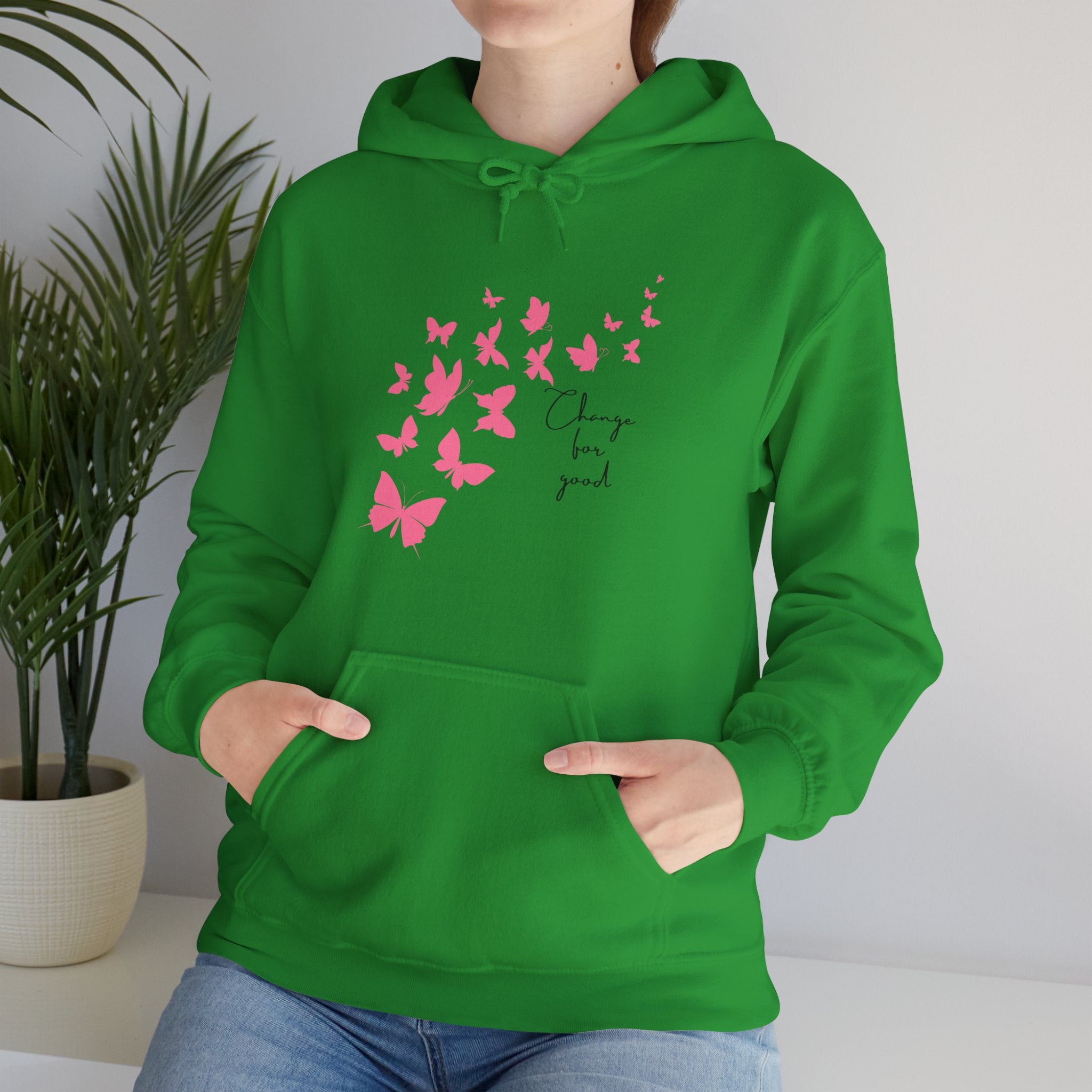 "Change is good" Pink Butterflies Hoodie