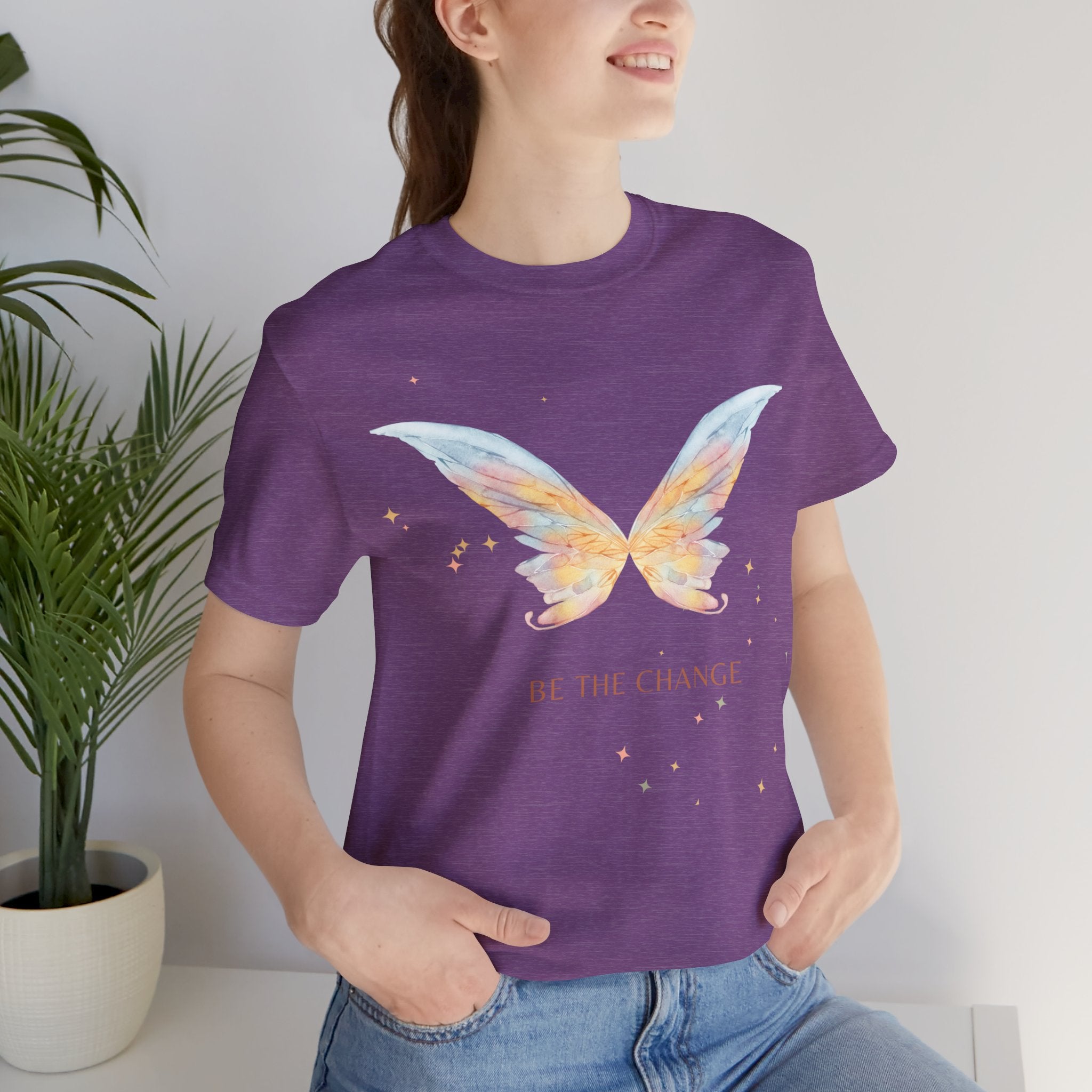 Butterfly Wings Tee — "Be The Change" Inspirational Graphic T-Shirt