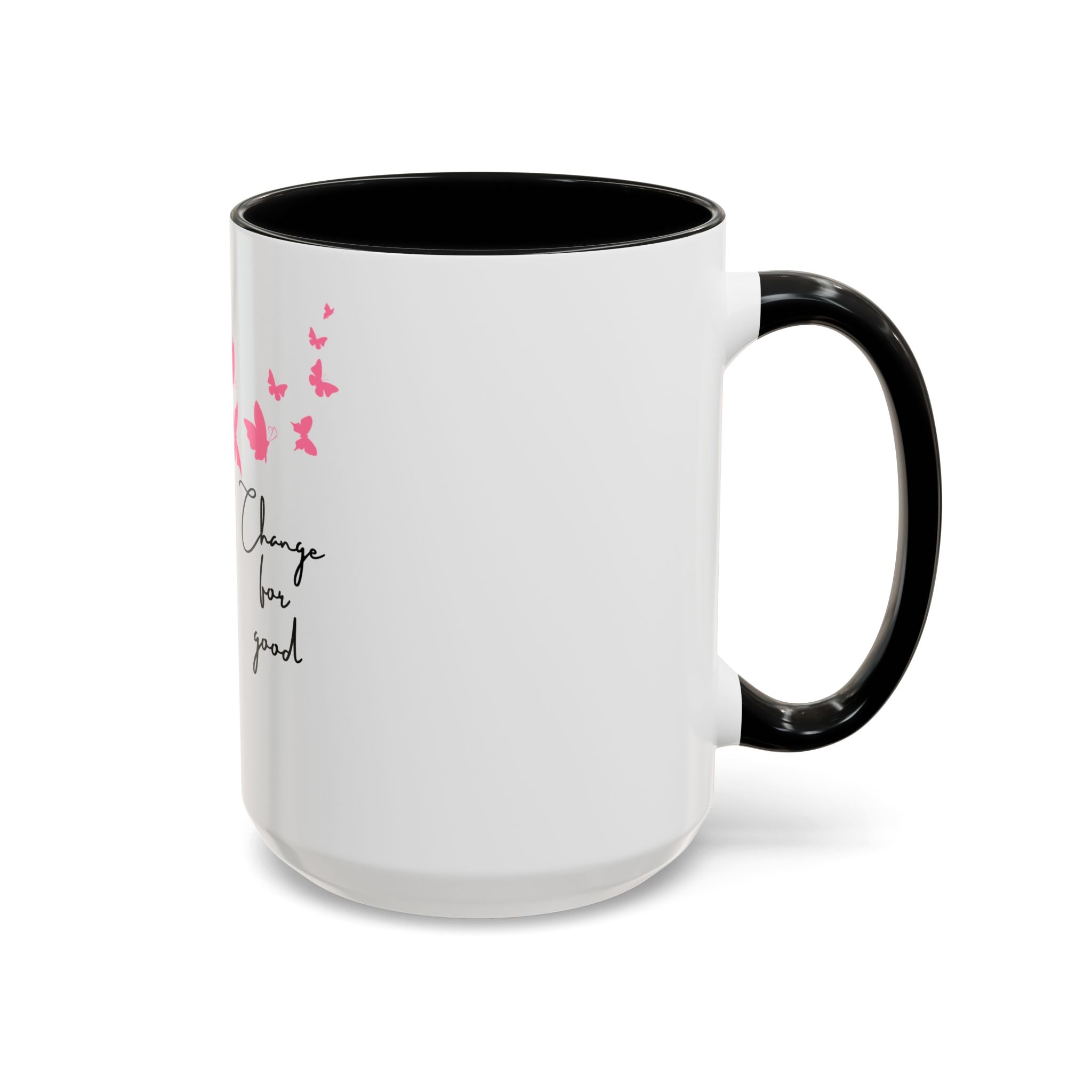 Butterfly "Change for Good" Accent Coffee Mug — Pink Butterflies 11/15oz