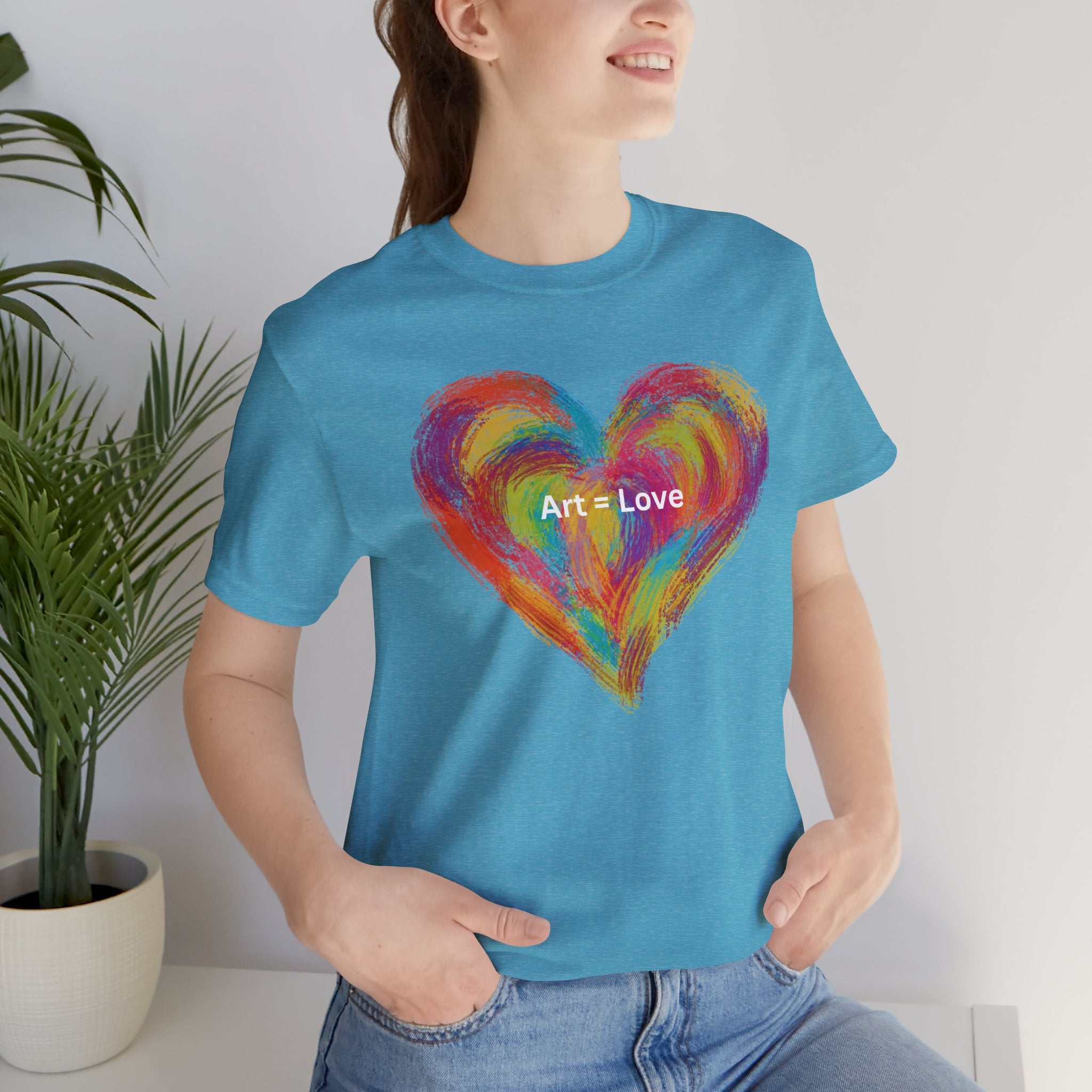Art = Love Heart T-Shirt — Colorful Painted Heart Tee for Artists & Romantic Gifts