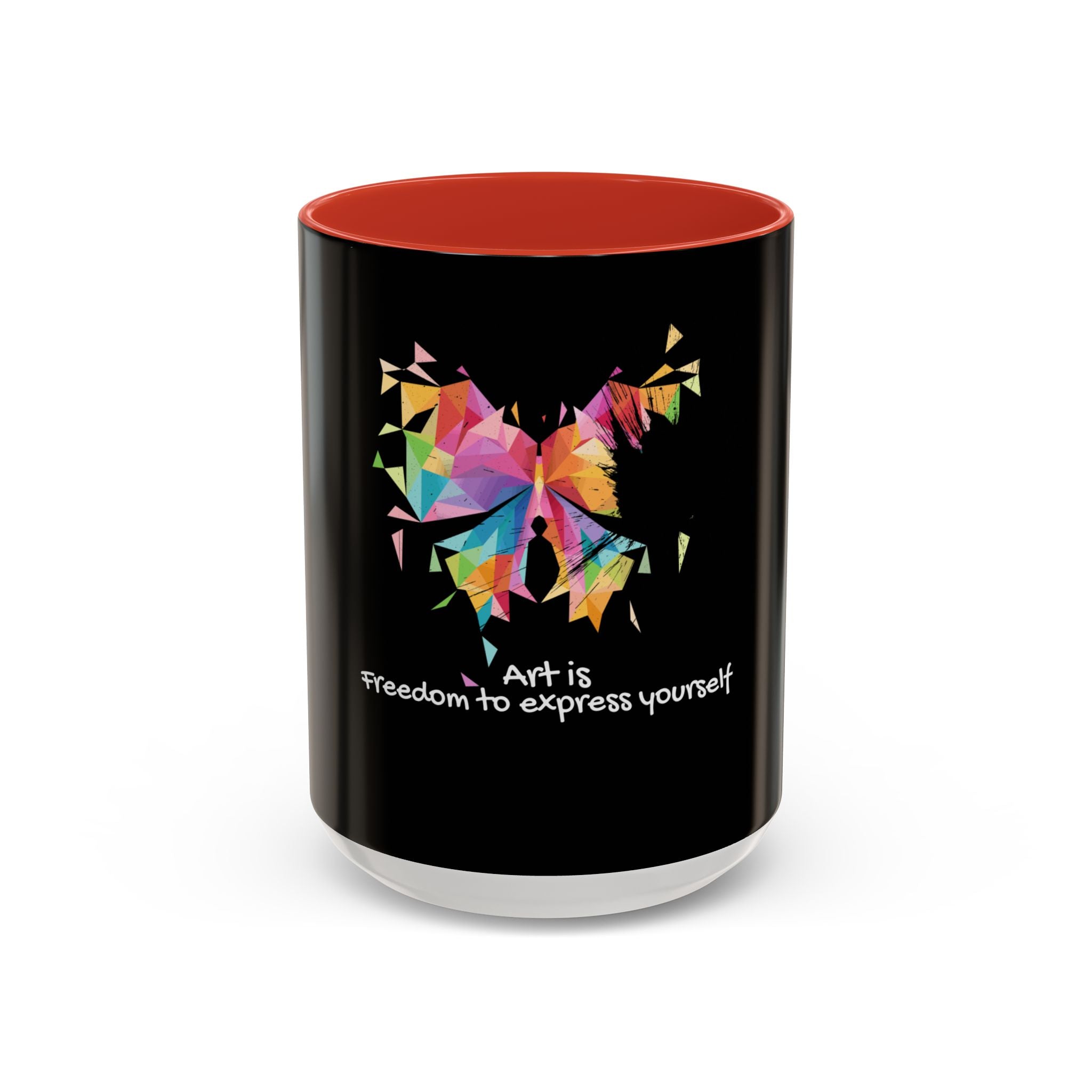 Art Is Freedom Coffee Mug — Colorful Butterfly Design (11/15oz)