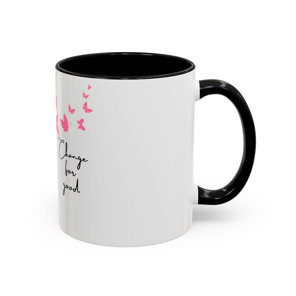 Butterfly "Change for Good" Accent Coffee Mug — Pink Butterflies 11/15oz