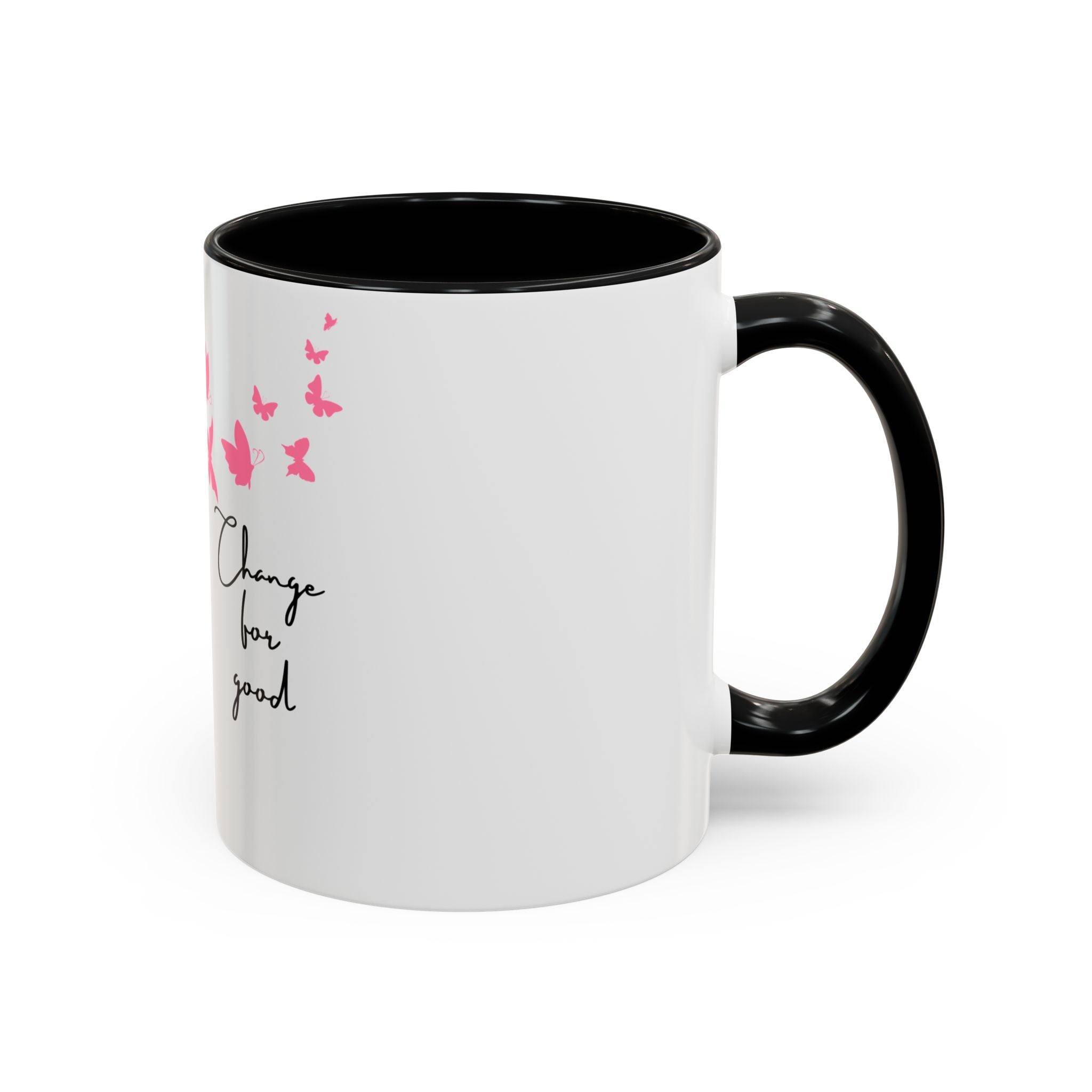 Butterfly "Change for Good" Accent Coffee Mug — Pink Butterflies 11/15oz