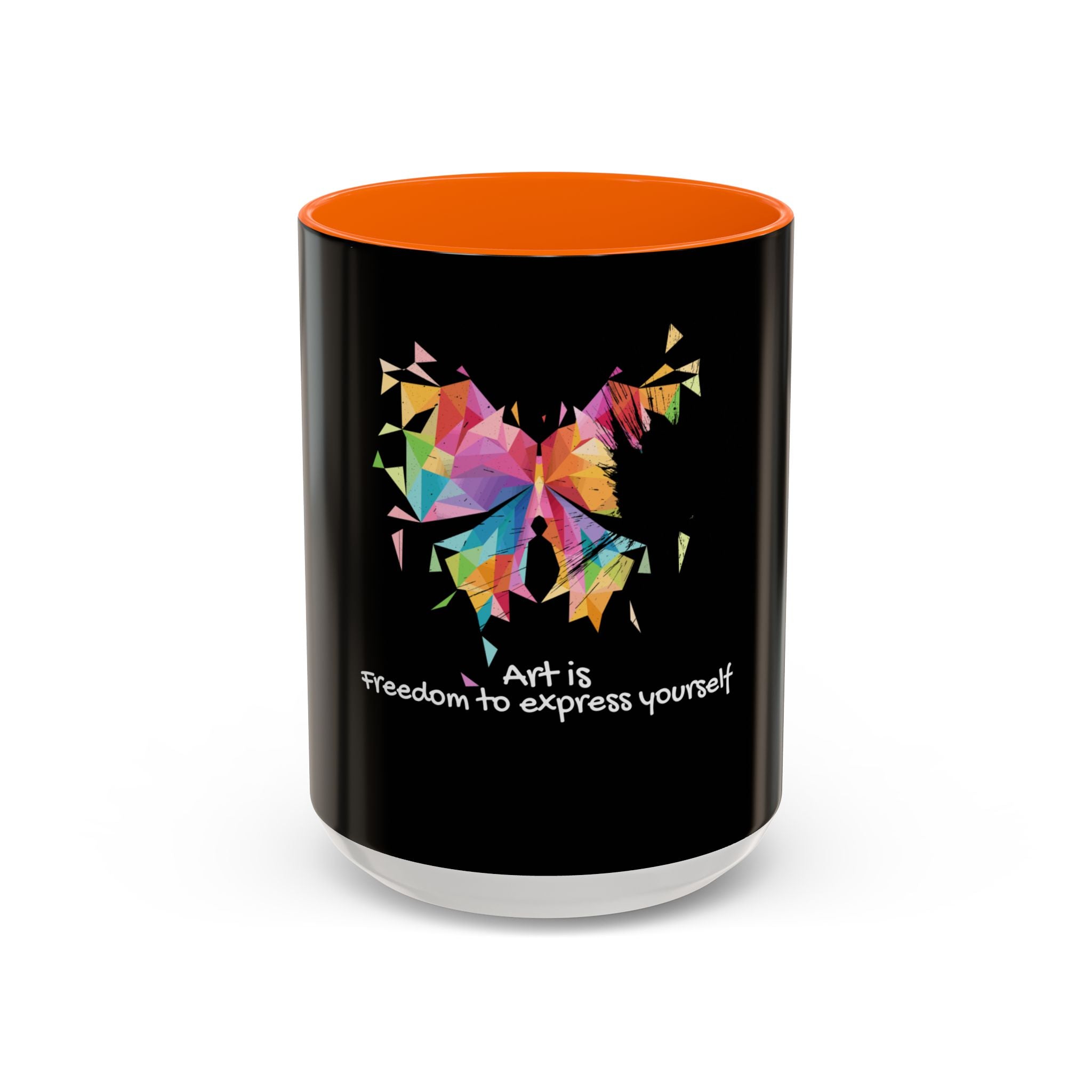 Art Is Freedom Coffee Mug — Colorful Butterfly Design (11/15oz)