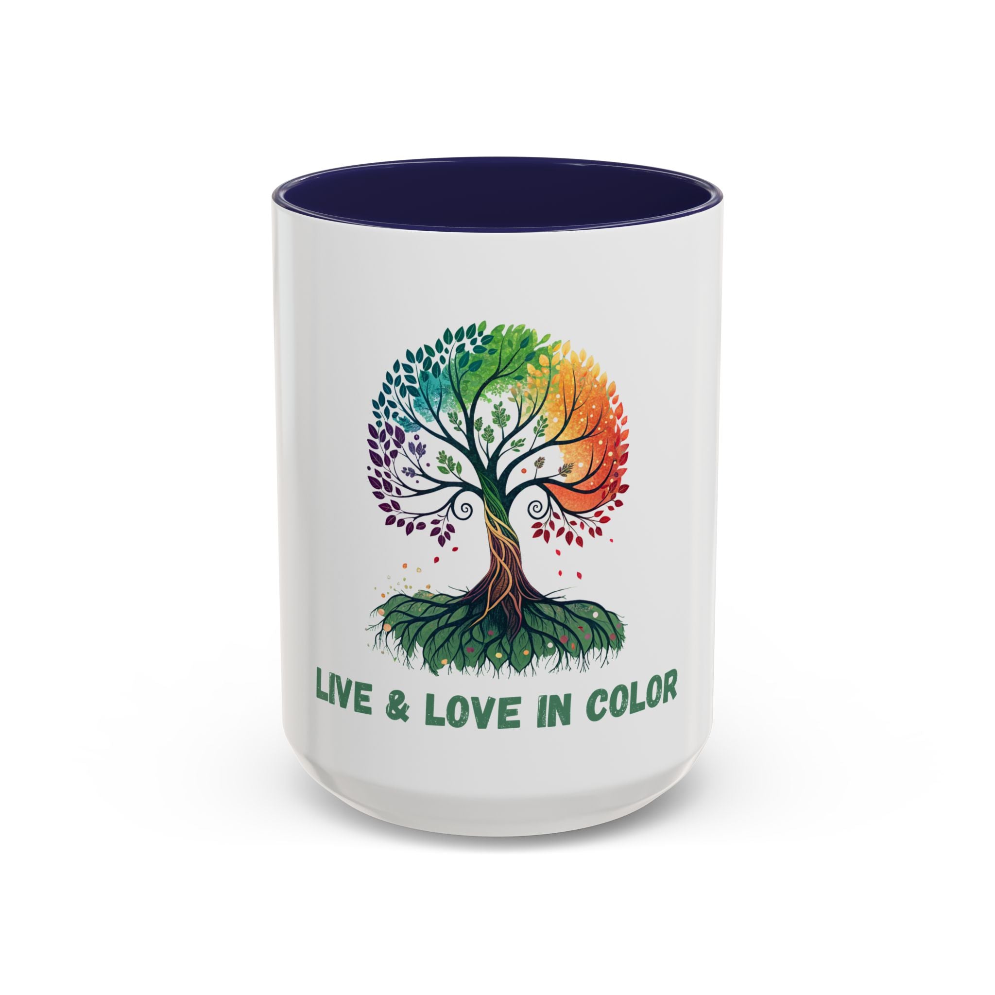 Live & Love in Color Accent Coffee Mug — Rainbow Tree Art 11/15oz