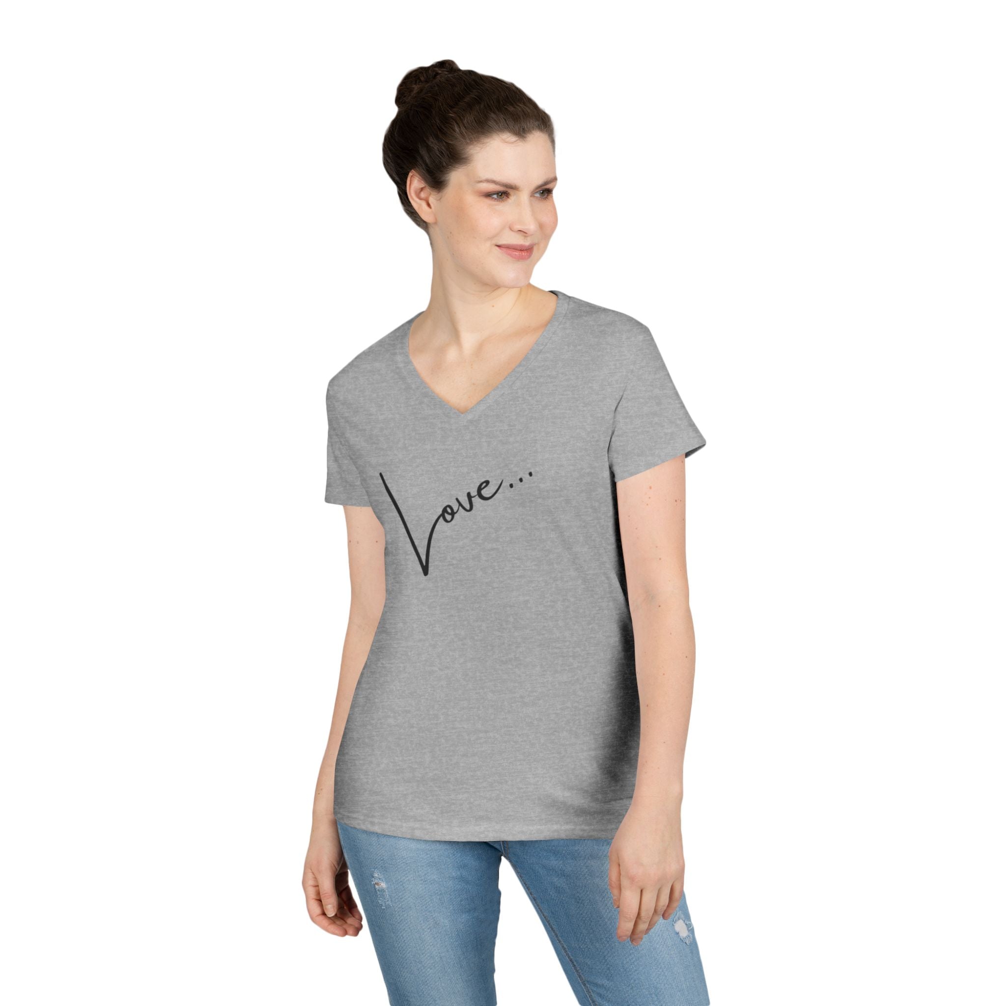 Love Script V-Neck Tee
