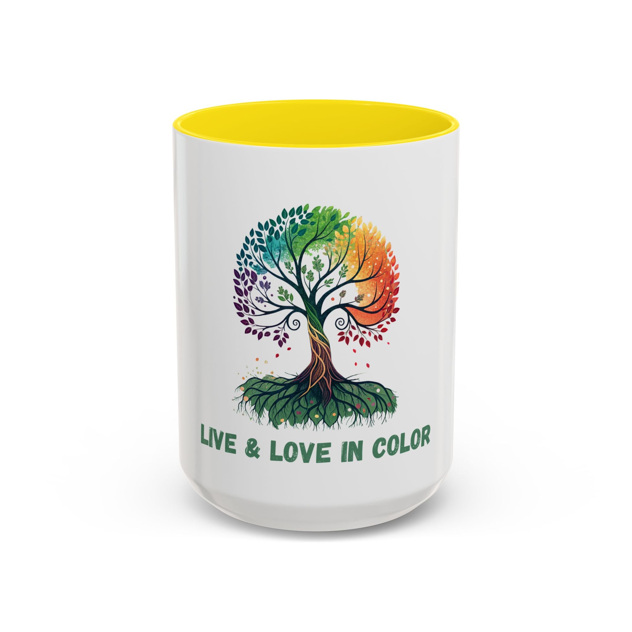 Live & Love in Color Accent Coffee Mug — Rainbow Tree Art 11/15oz