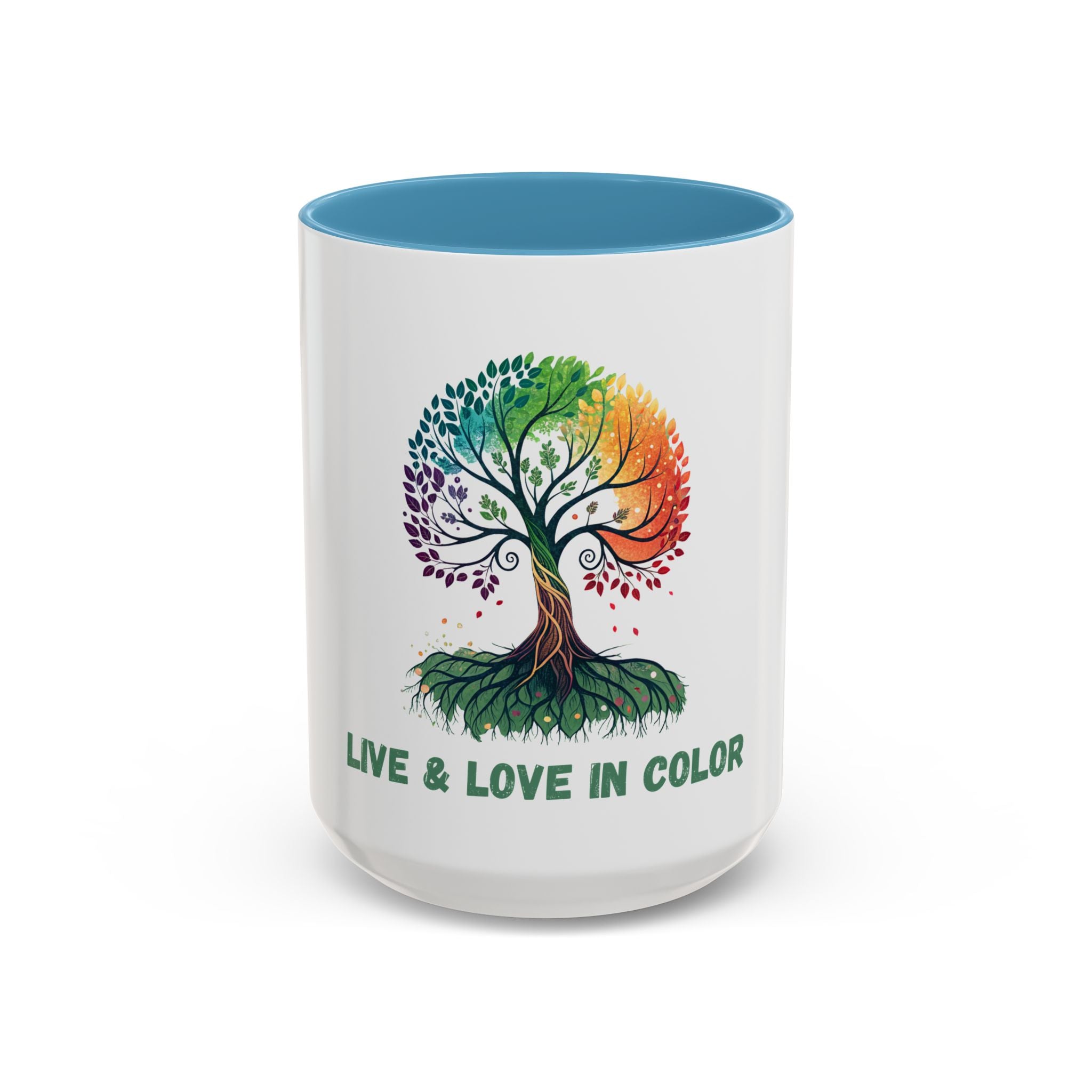 Live & Love in Color Accent Coffee Mug — Rainbow Tree Art 11/15oz