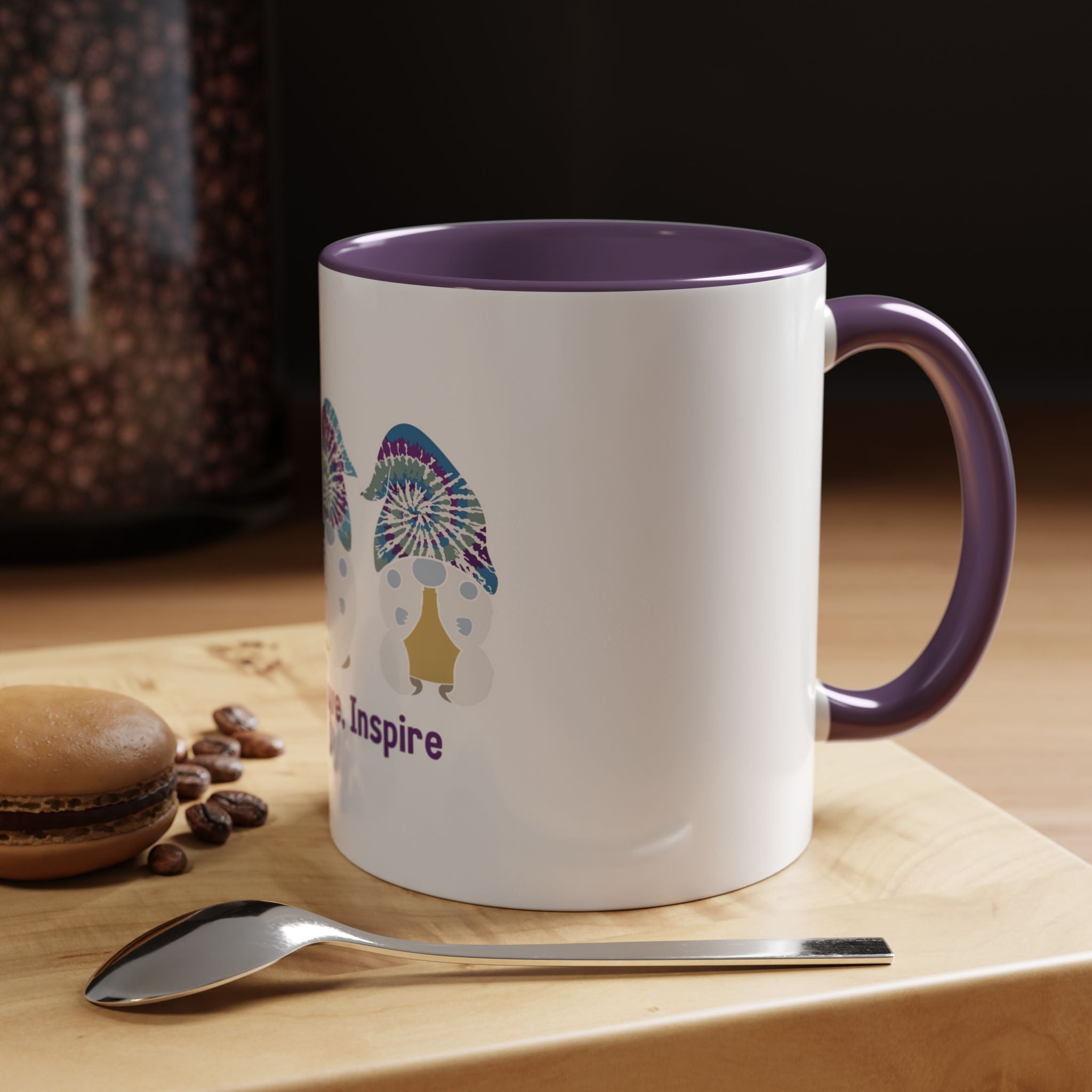 Coffee Mug - "Create, Love, Inspire" Tie-Dye Mushroom Art Accent Mug (11/15oz)