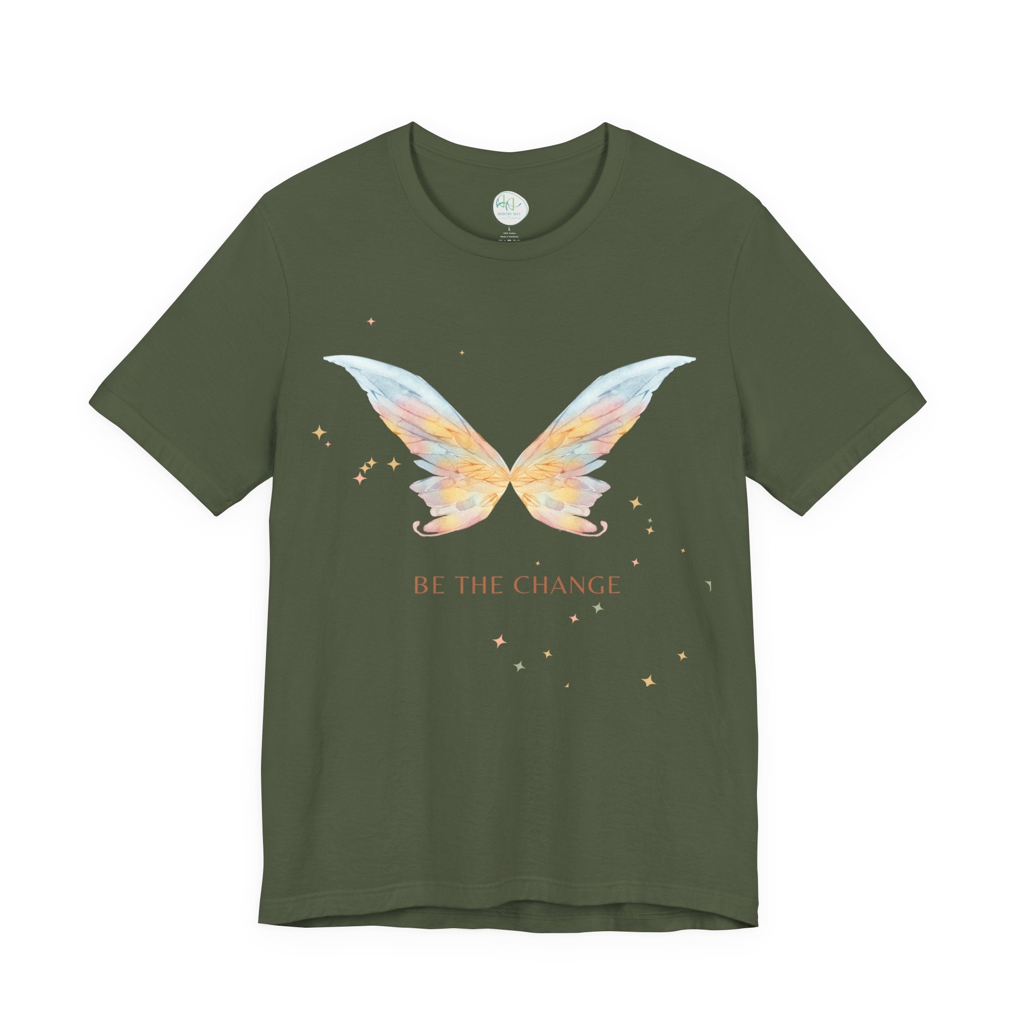 Butterfly Wings Tee — "Be The Change" Inspirational Graphic T-Shirt