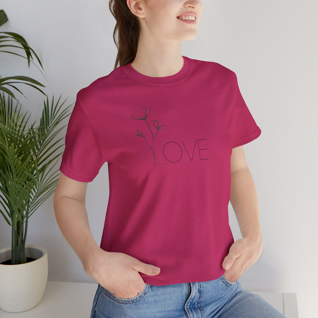Love Floral Minimalist Line Art T‑Shirt
