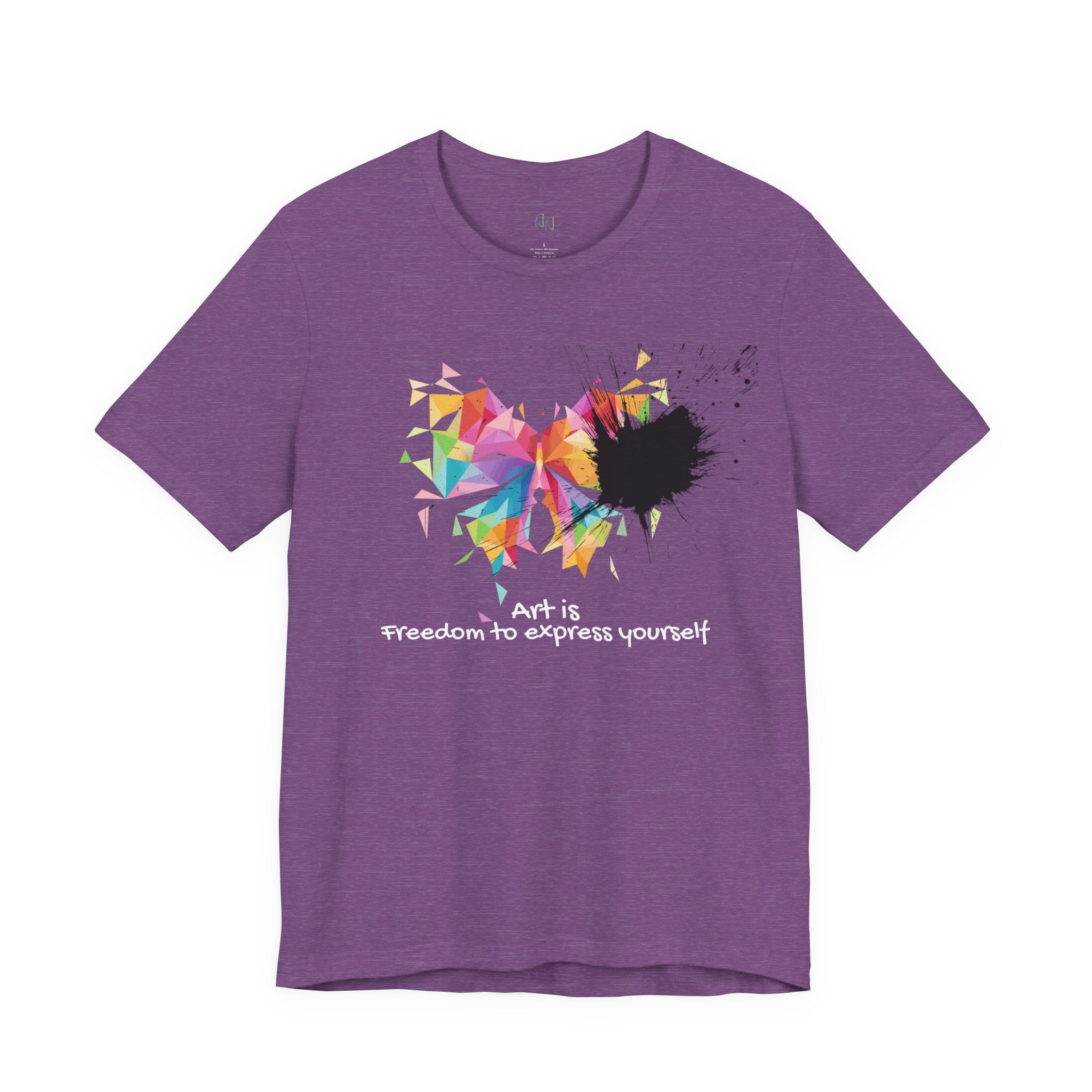 Art Is Freedom Tee — Colorful Abstract Heart Graphic Short Sleeve Shirt