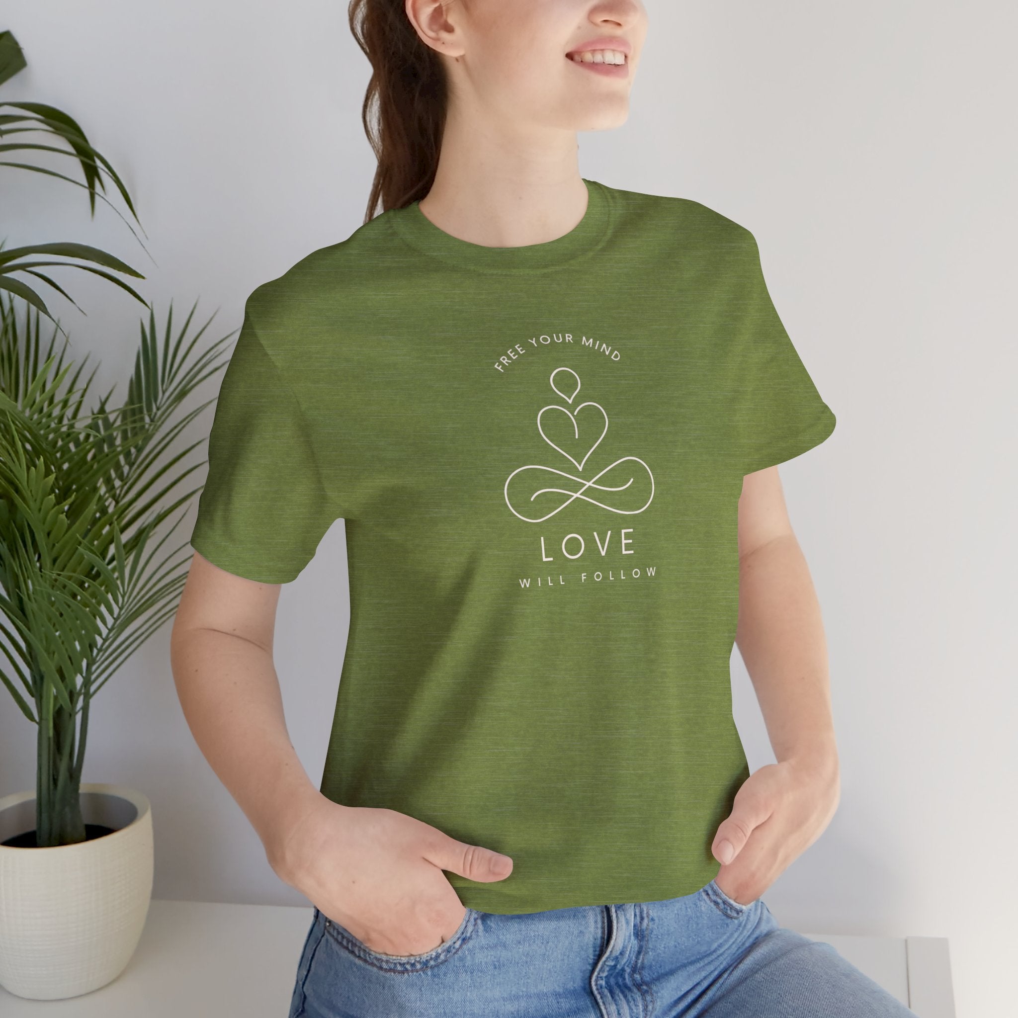 Free Your Mind Love Will Follow Minimal Heart Infinity T-Shirt