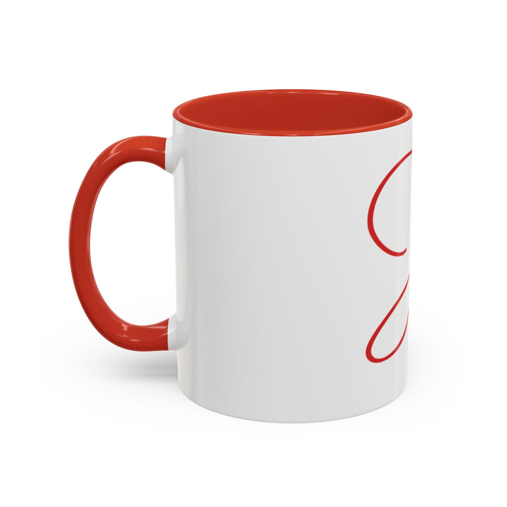 Joy Script Accent Coffee Mug – Festive Red Typography 11/15oz