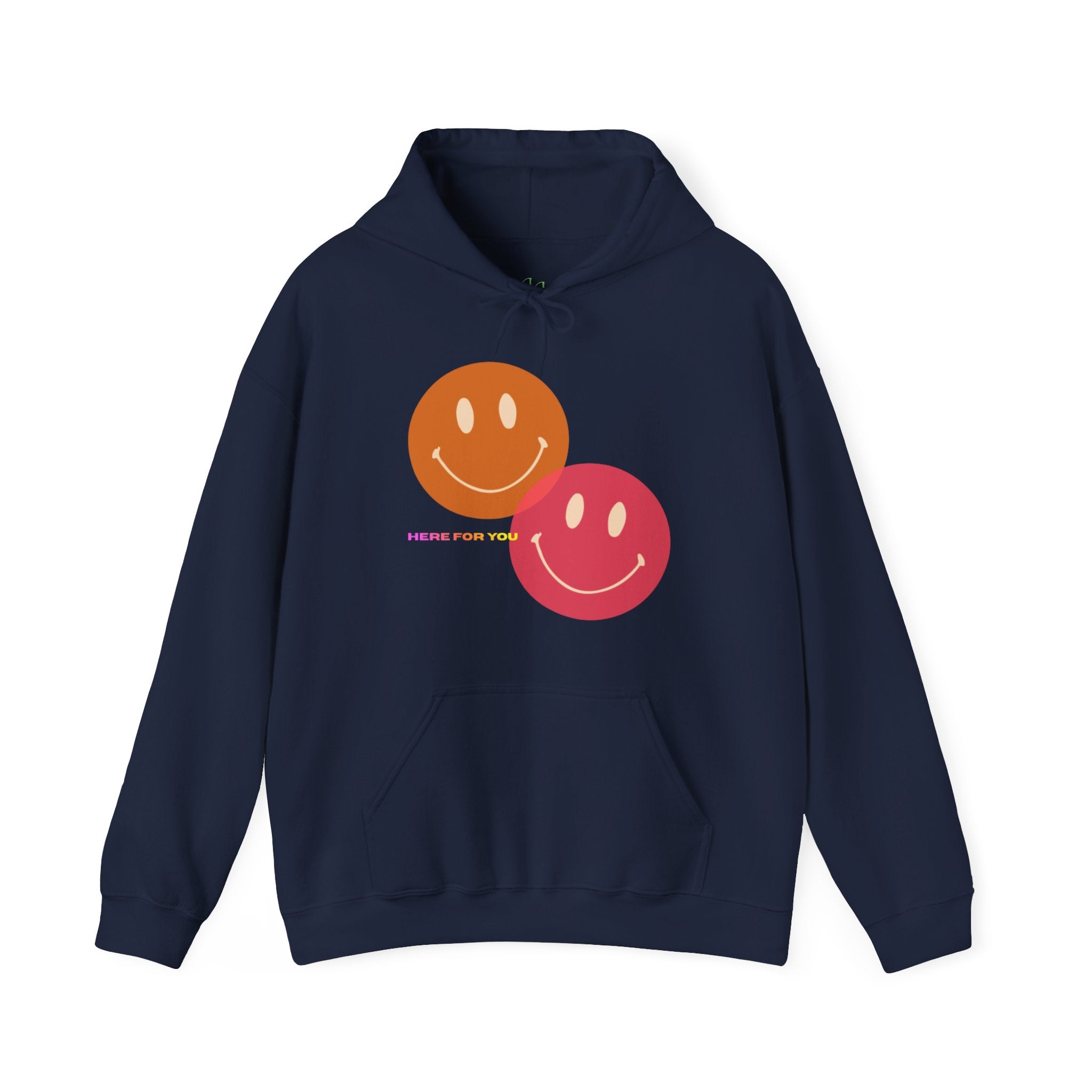 Smiley Duo Hoodie — Pastel Pink & Peach Smiles Graphic Sweatshirt