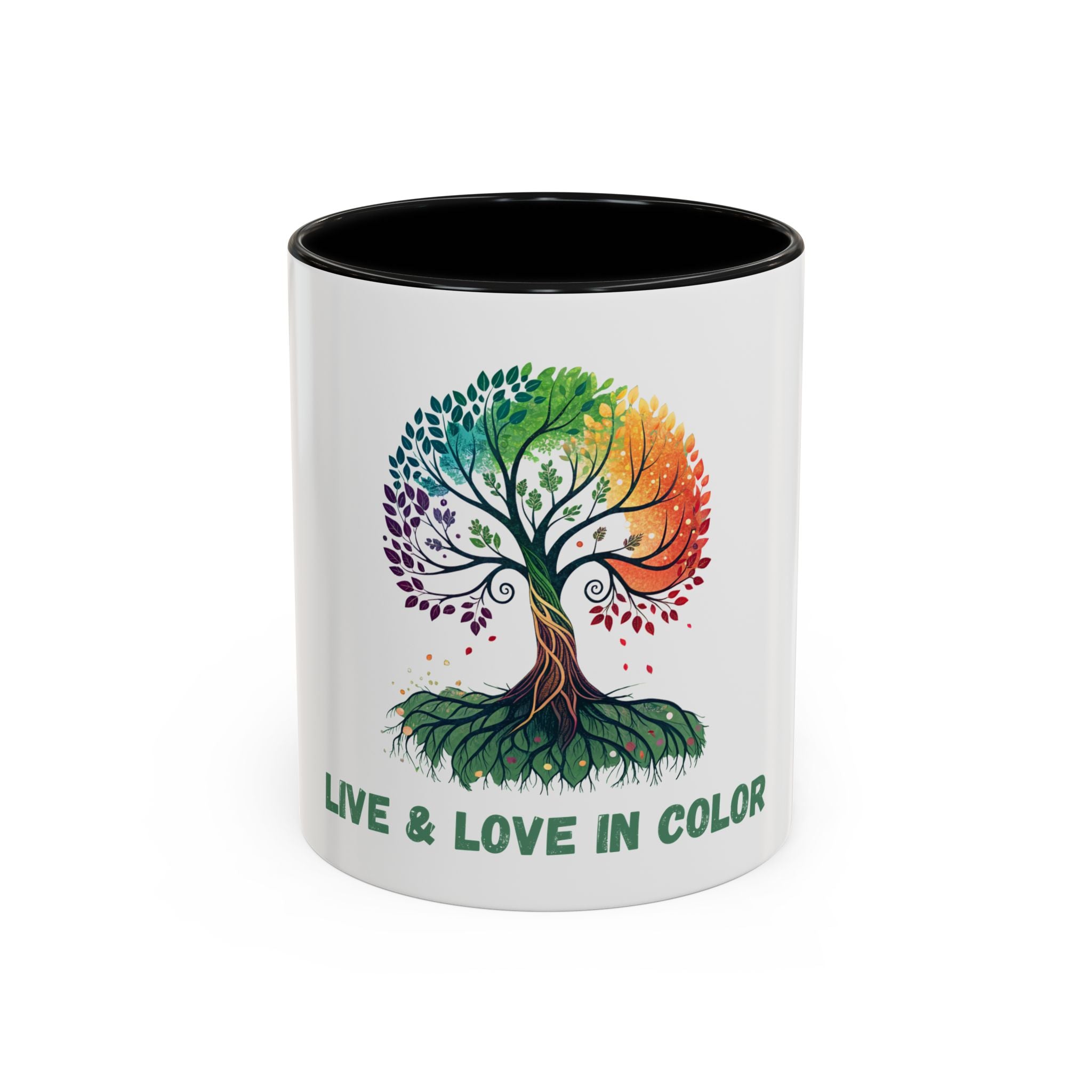 Live & Love in Color Accent Coffee Mug — Rainbow Tree Art 11/15oz