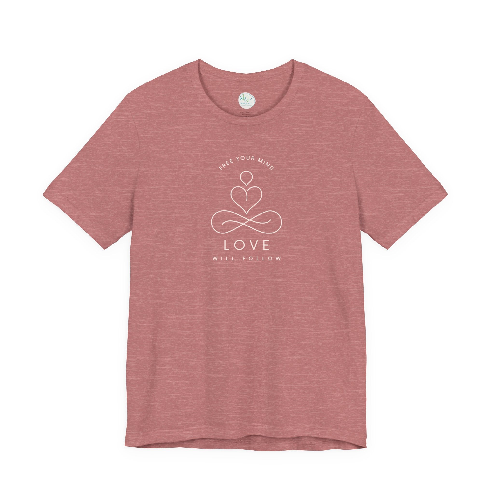 Free Your Mind Love Will Follow Minimal Heart Infinity T-Shirt
