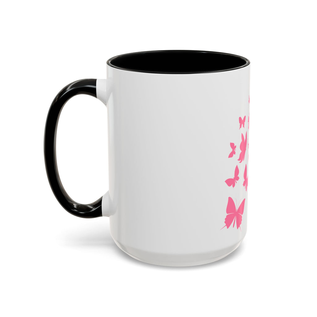 Butterfly "Change for Good" Accent Coffee Mug — Pink Butterflies 11/15oz