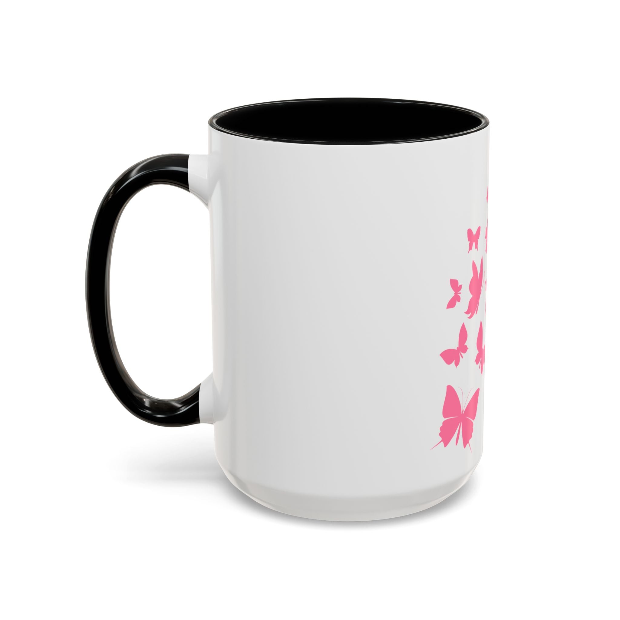 Butterfly "Change for Good" Accent Coffee Mug — Pink Butterflies 11/15oz