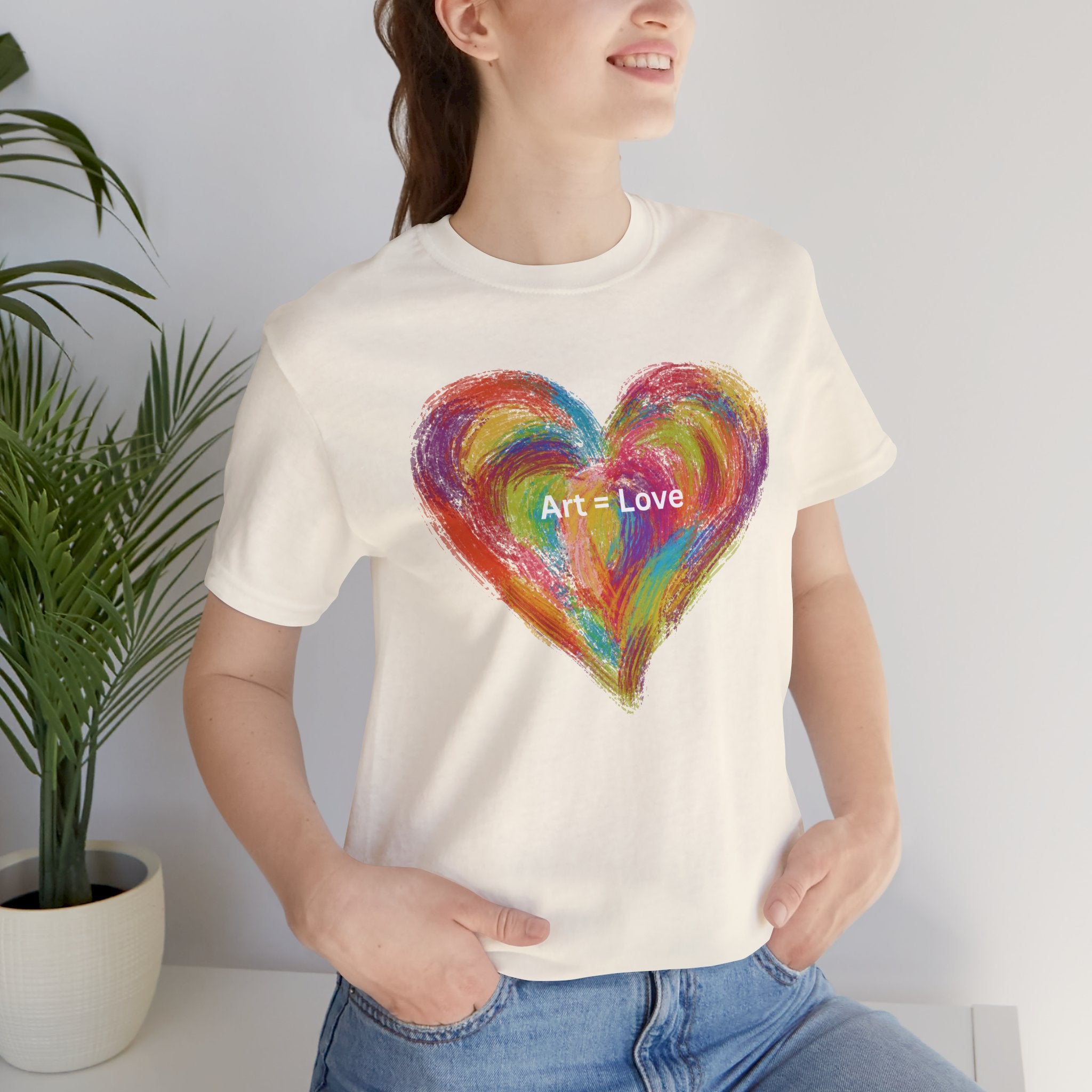 Art = Love Heart T-Shirt — Colorful Painted Heart Tee for Artists & Romantic Gifts