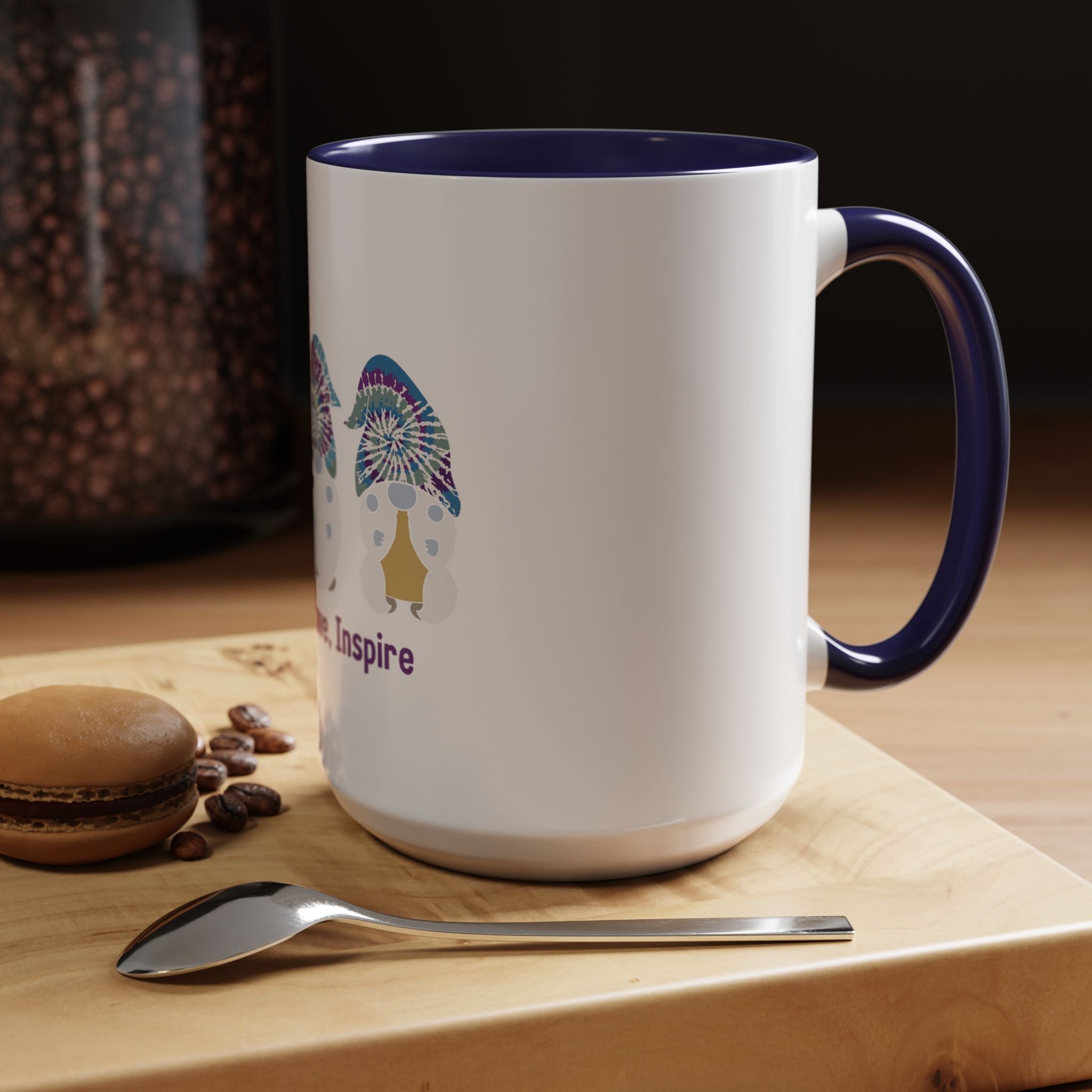 Coffee Mug - "Create, Love, Inspire" Tie-Dye Mushroom Art Accent Mug (11/15oz)