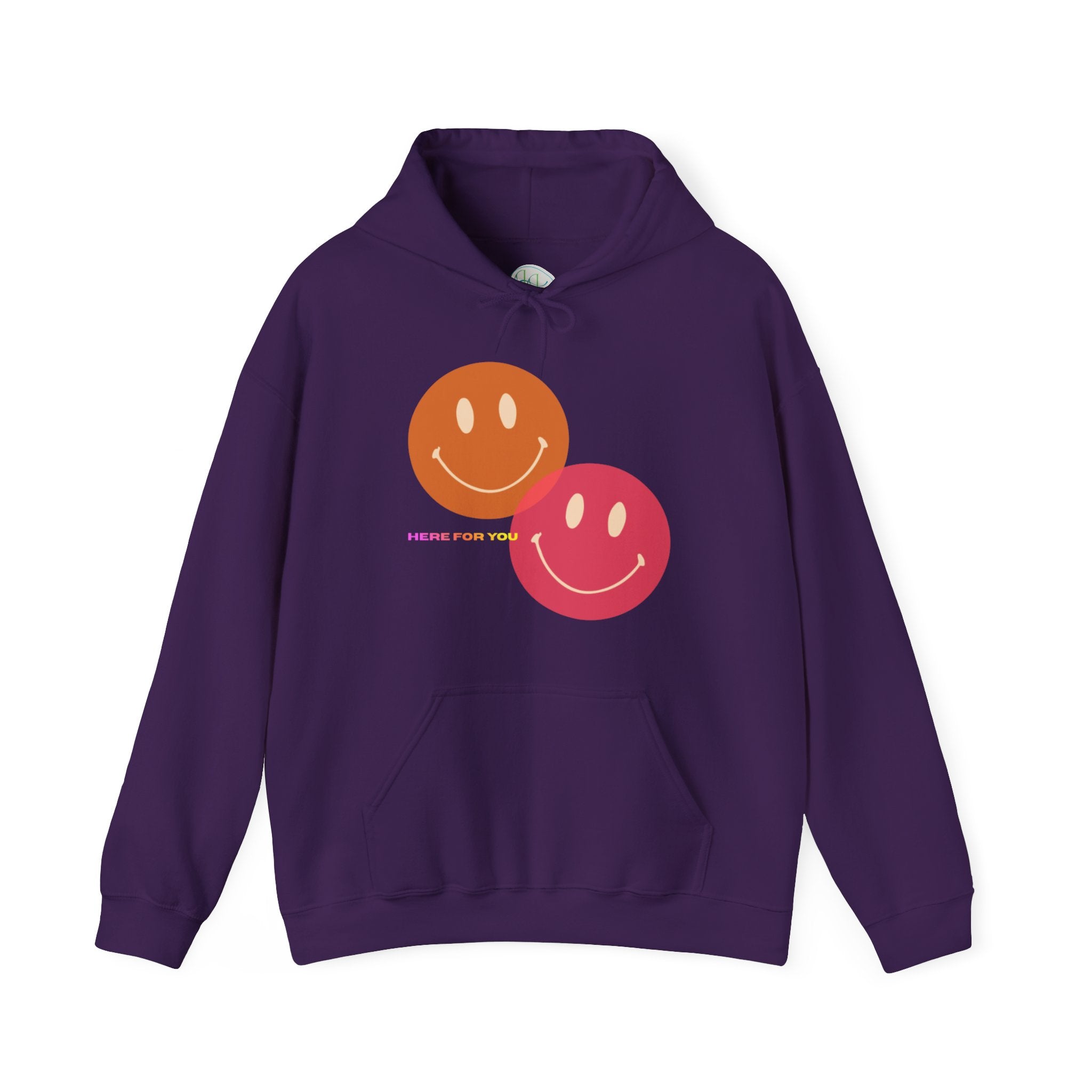 Smiley Duo Hoodie — Pastel Pink & Peach Smiles Graphic Sweatshirt
