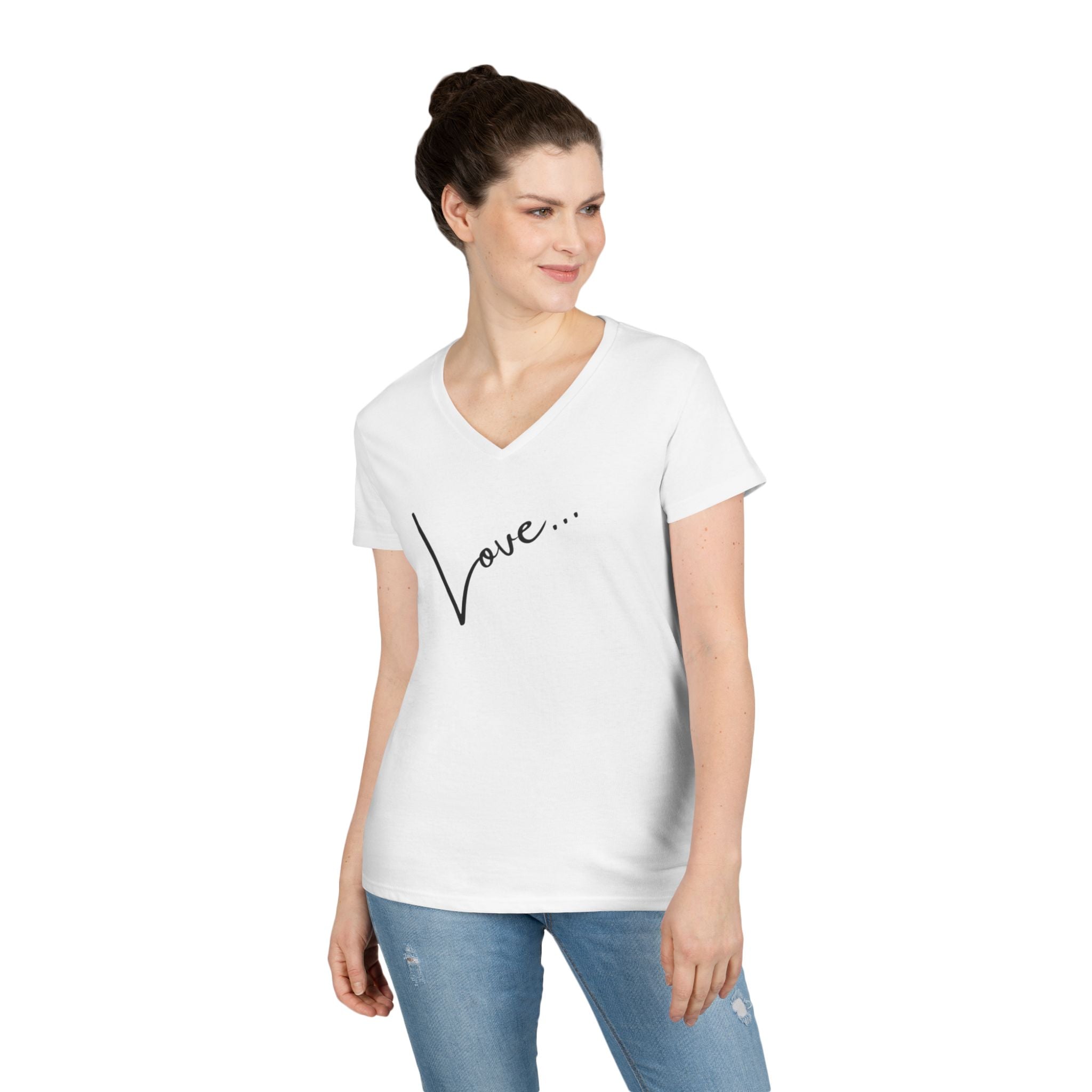 Love Script V-Neck Tee