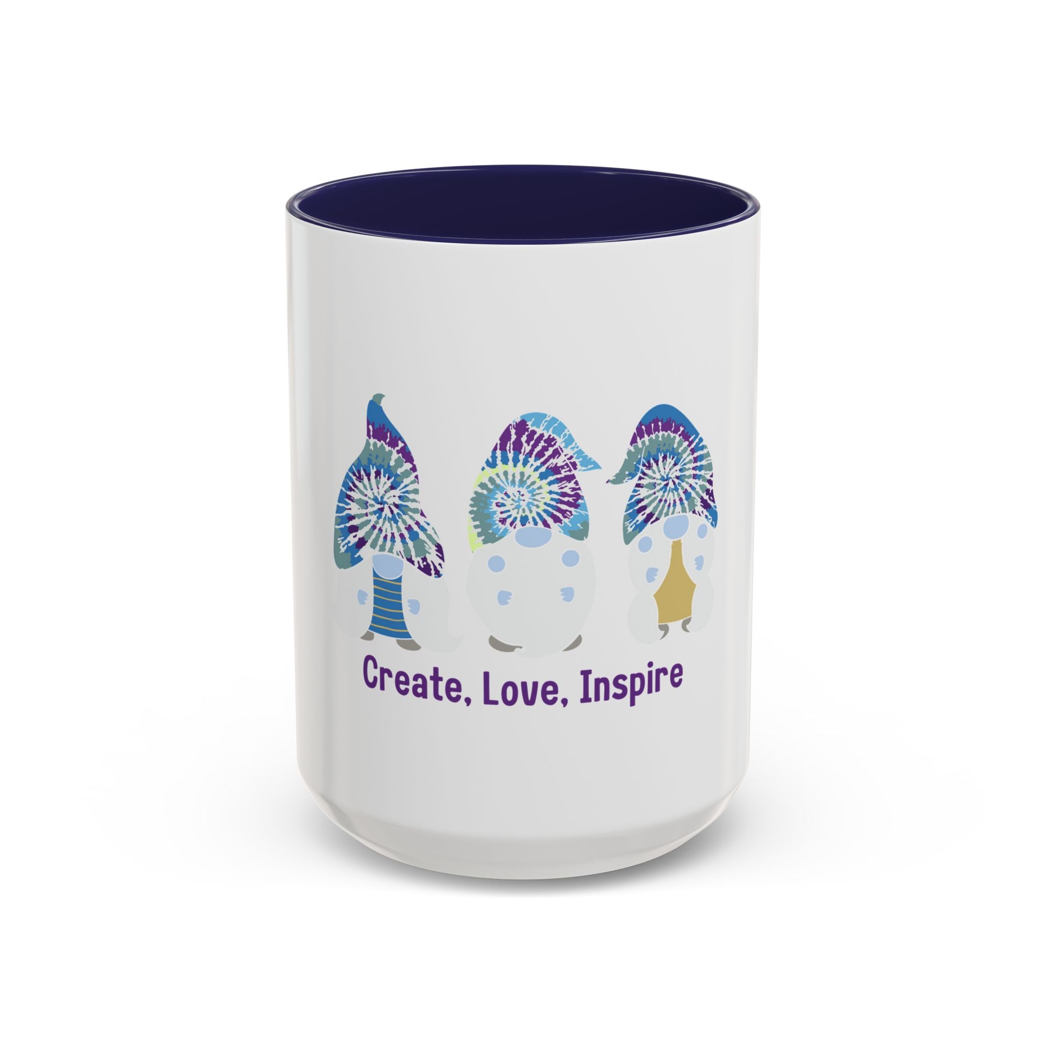 Coffee Mug - "Create, Love, Inspire" Tie-Dye Mushroom Art Accent Mug (11/15oz)