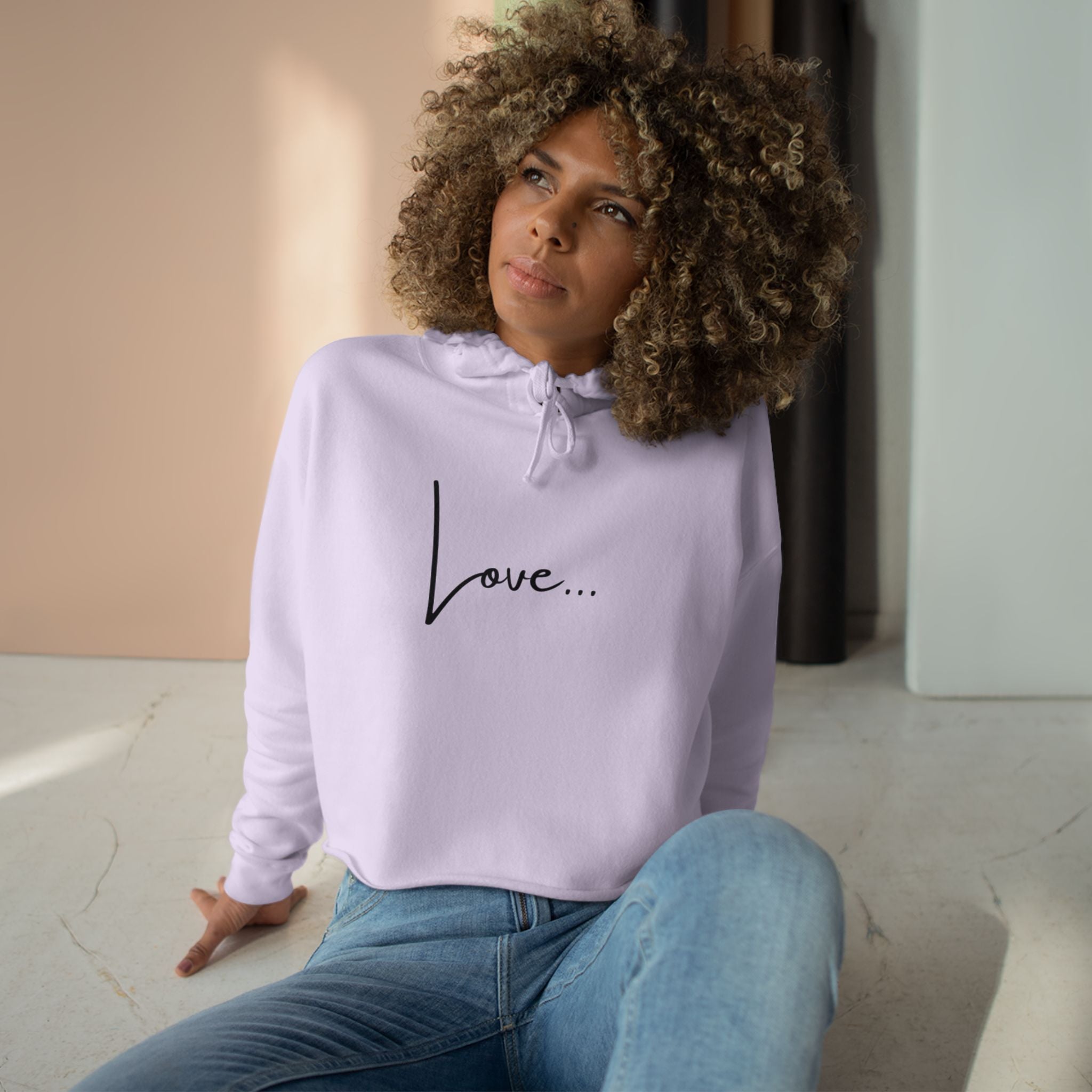 Love... Cropped Hoodie — Minimal Script Graphic Crop Sweatshirt