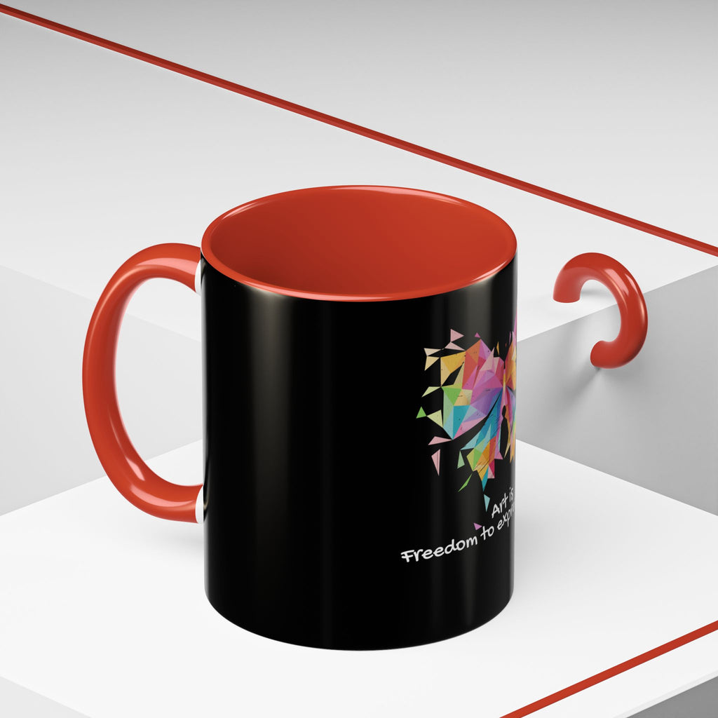 Art Is Freedom Coffee Mug — Colorful Butterfly Design (11/15oz)